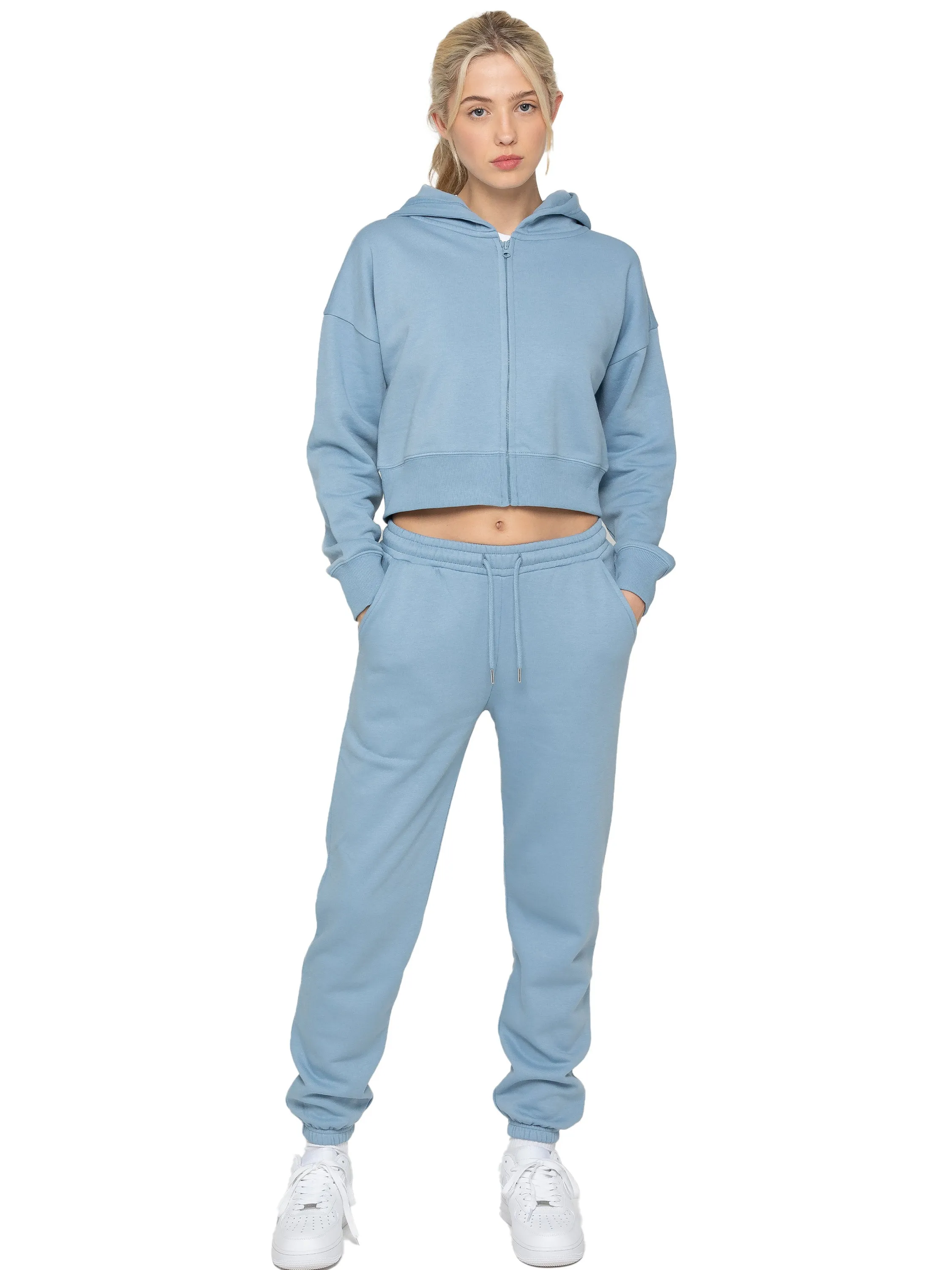product semi formal grace Enzo | Womens Crop Zip Hoodie Tracksuit Set