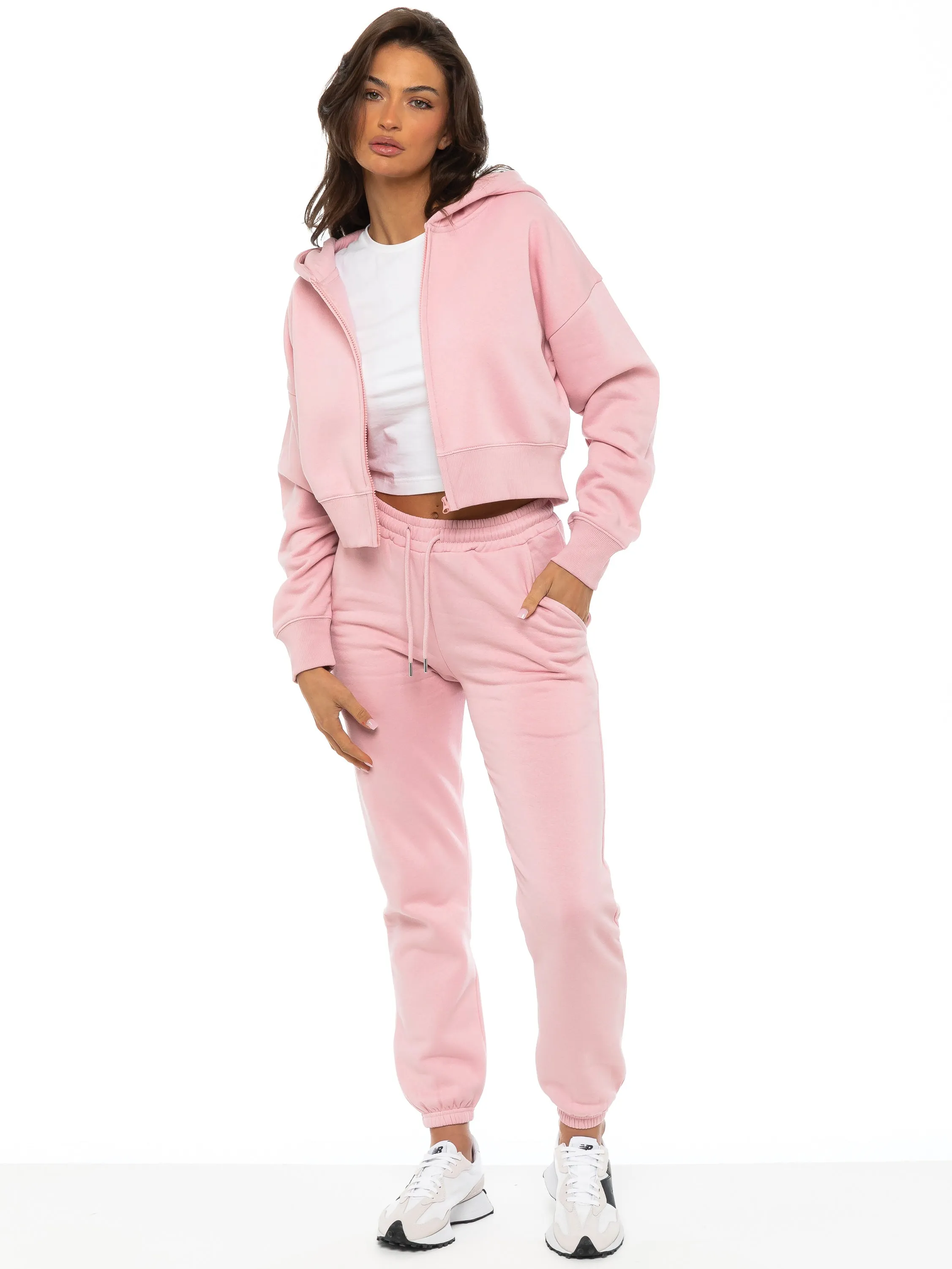 Enzo | Womens Cropped Zip Hoodie Tracksuit scooter clothes Heathered Texture