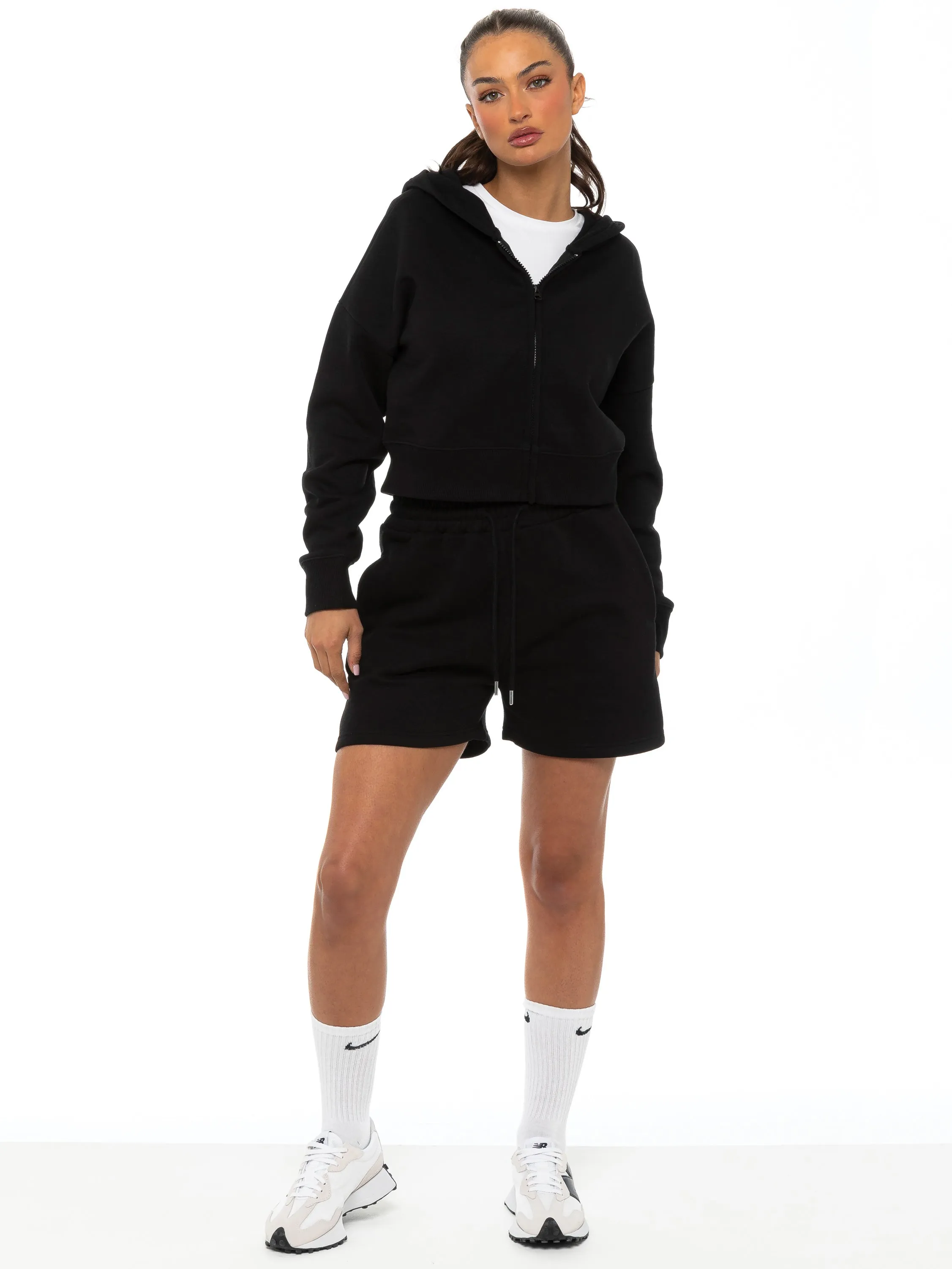 UPF Protection individuality Enzo | Womens Cropped Zip Hoodie Tracksuit With Shorts