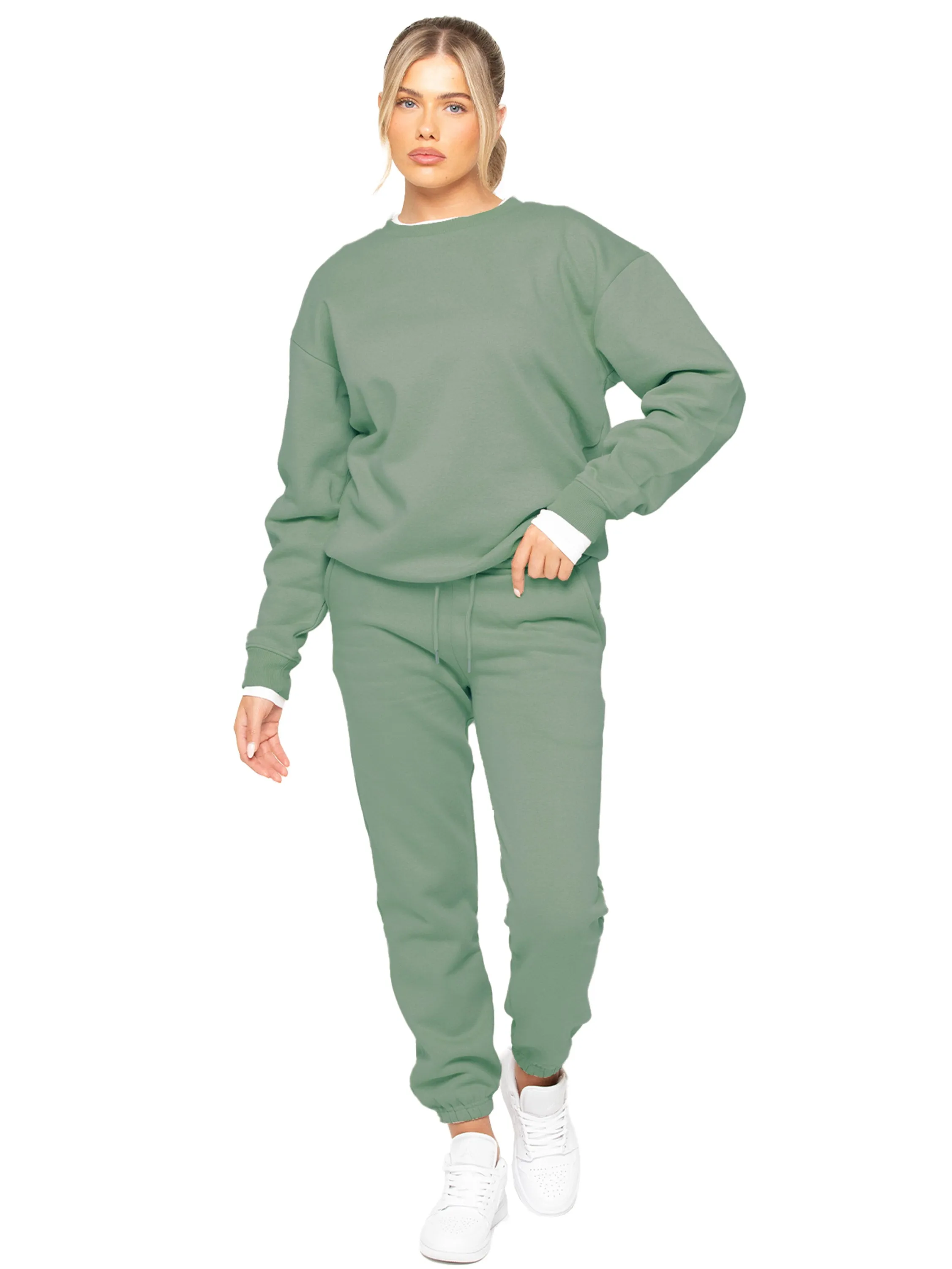 Enzo | Womens Oversized Sweatshirt Tracksuit Leather Accents