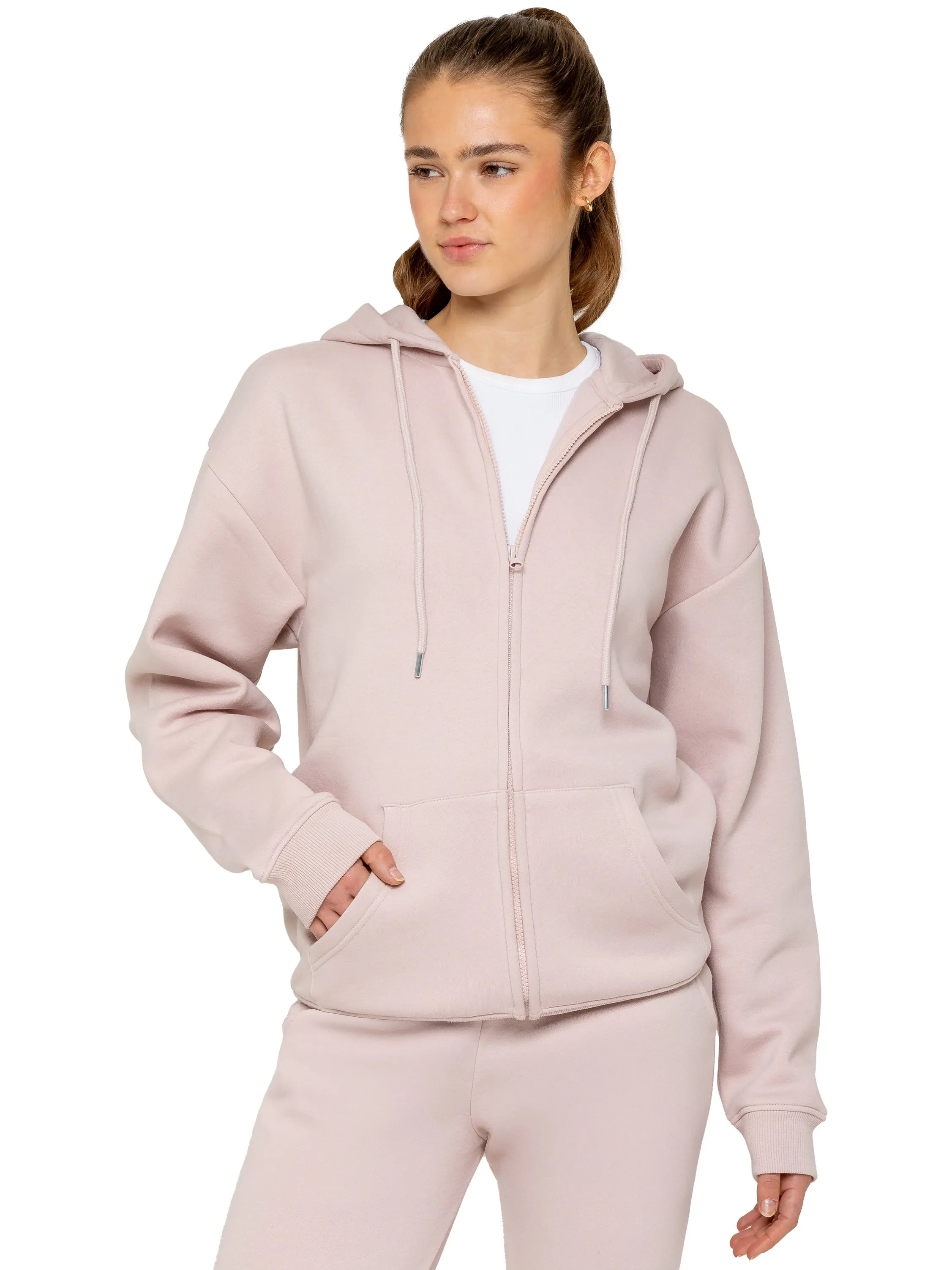 Enzo | Womens Oversized Zipped Hoodie Polyester Blend Street Energy