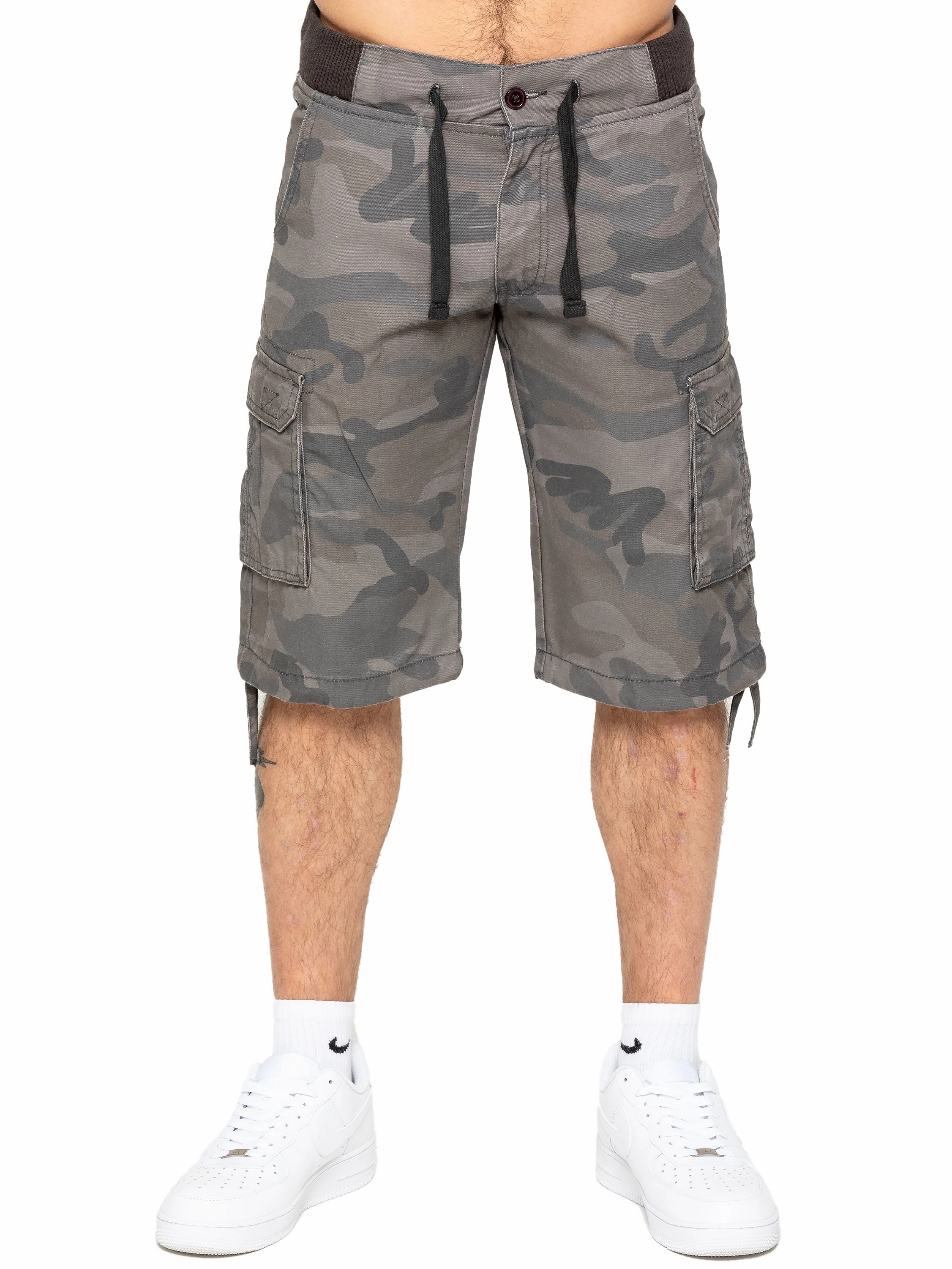 Enzo | Mens Cargo Combat Camo Shorts desert style Non Binding Leg Openings