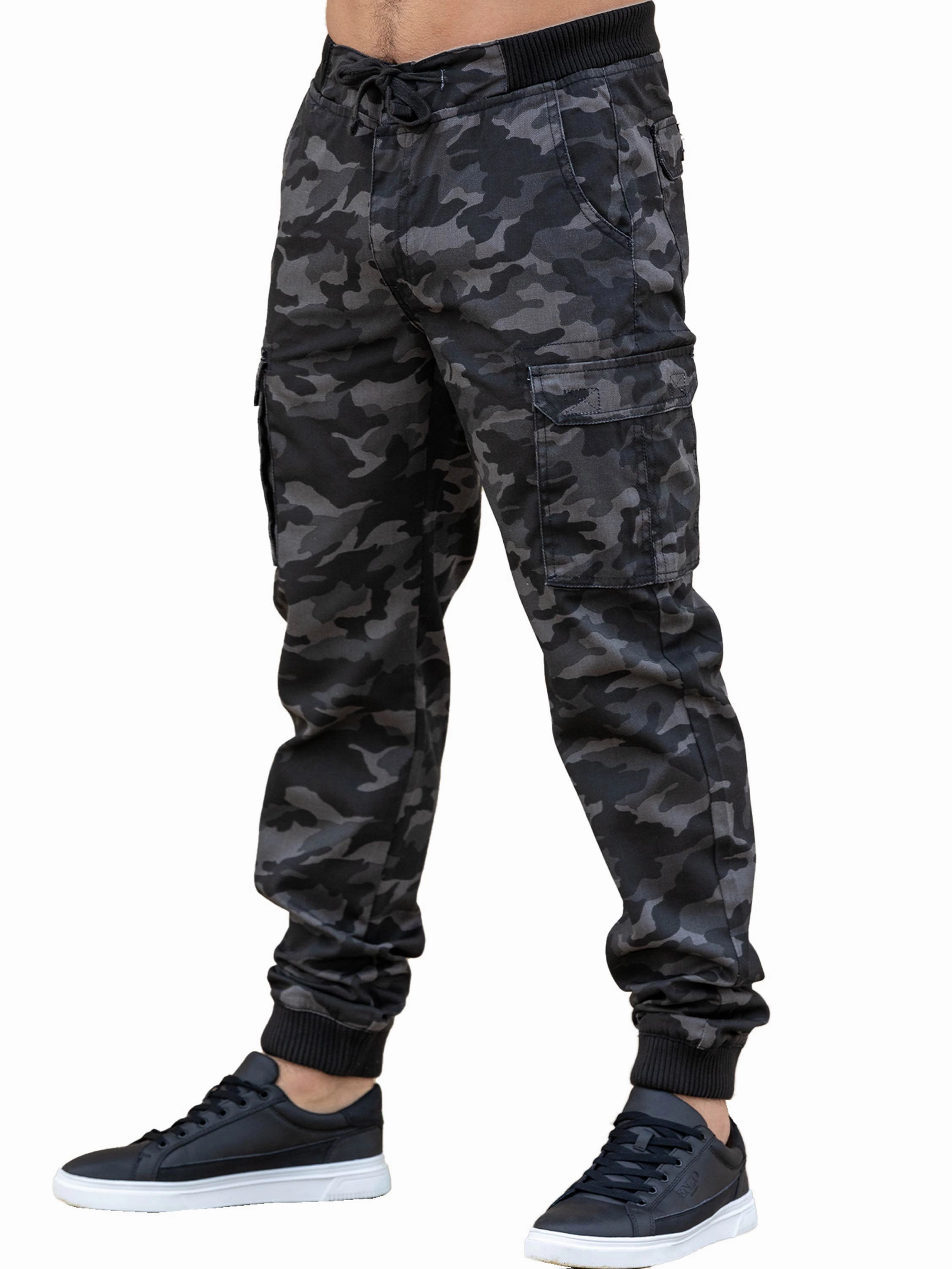 Elastic waist Enzo | Mens Cargo Cuffed Trousers