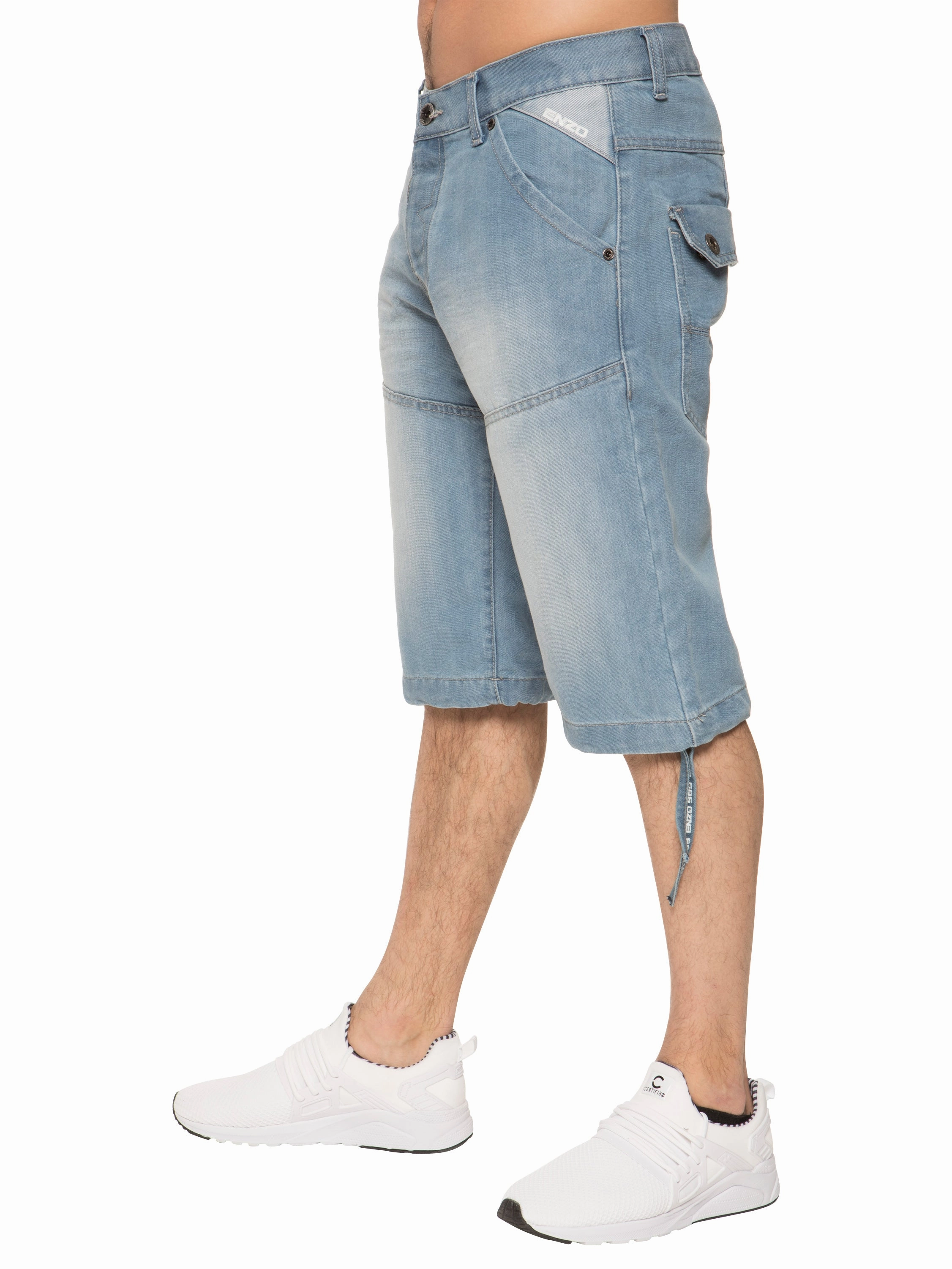 Enzo | Mens Cargo Denim Shorts Anti Friction Seams