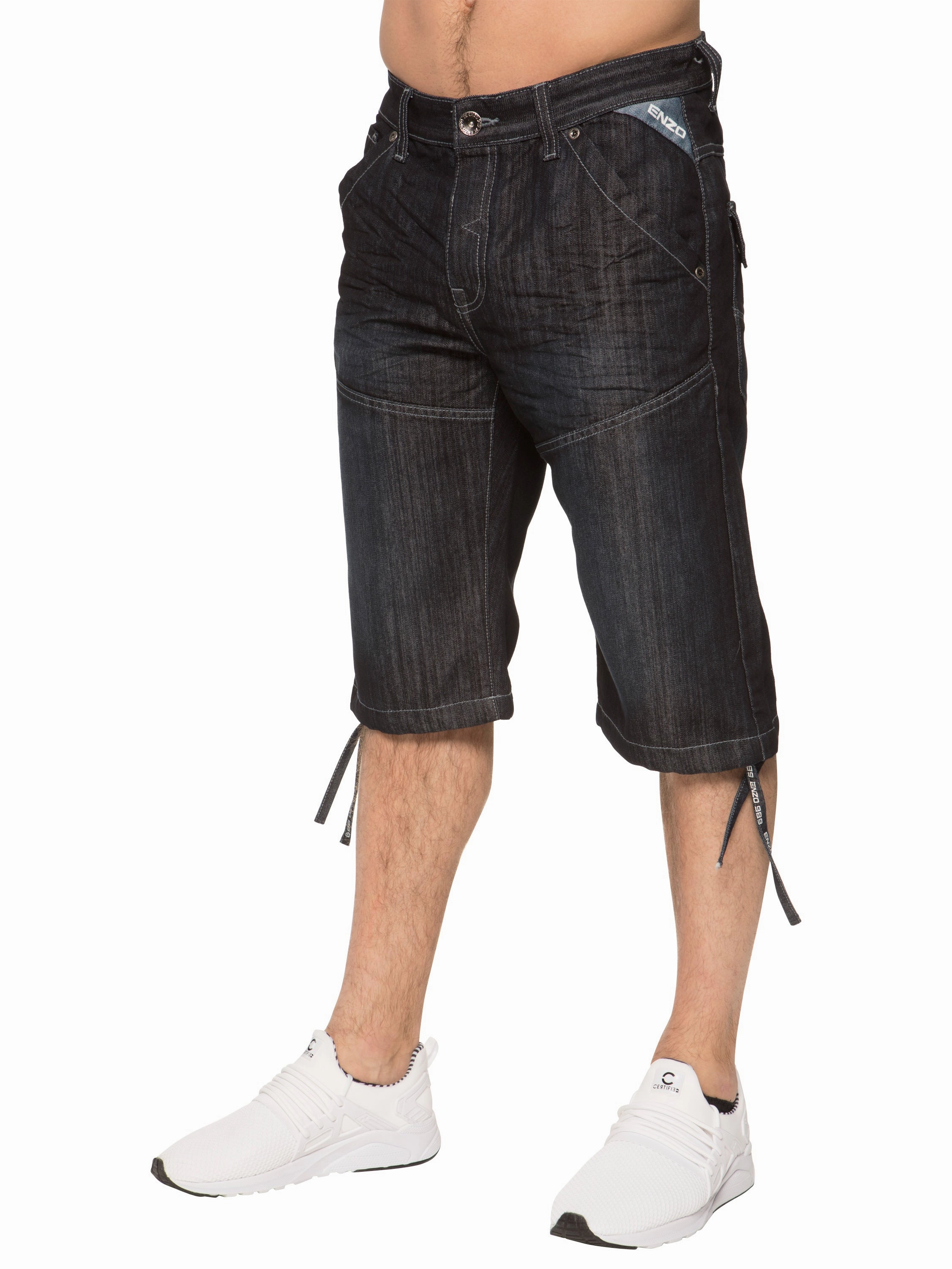 Enzo | Mens Cargo Denim Shorts Layered Look Versatile Style