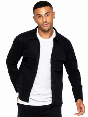 Enzo | Mens Cargo Overshirt Jacket high-low hem