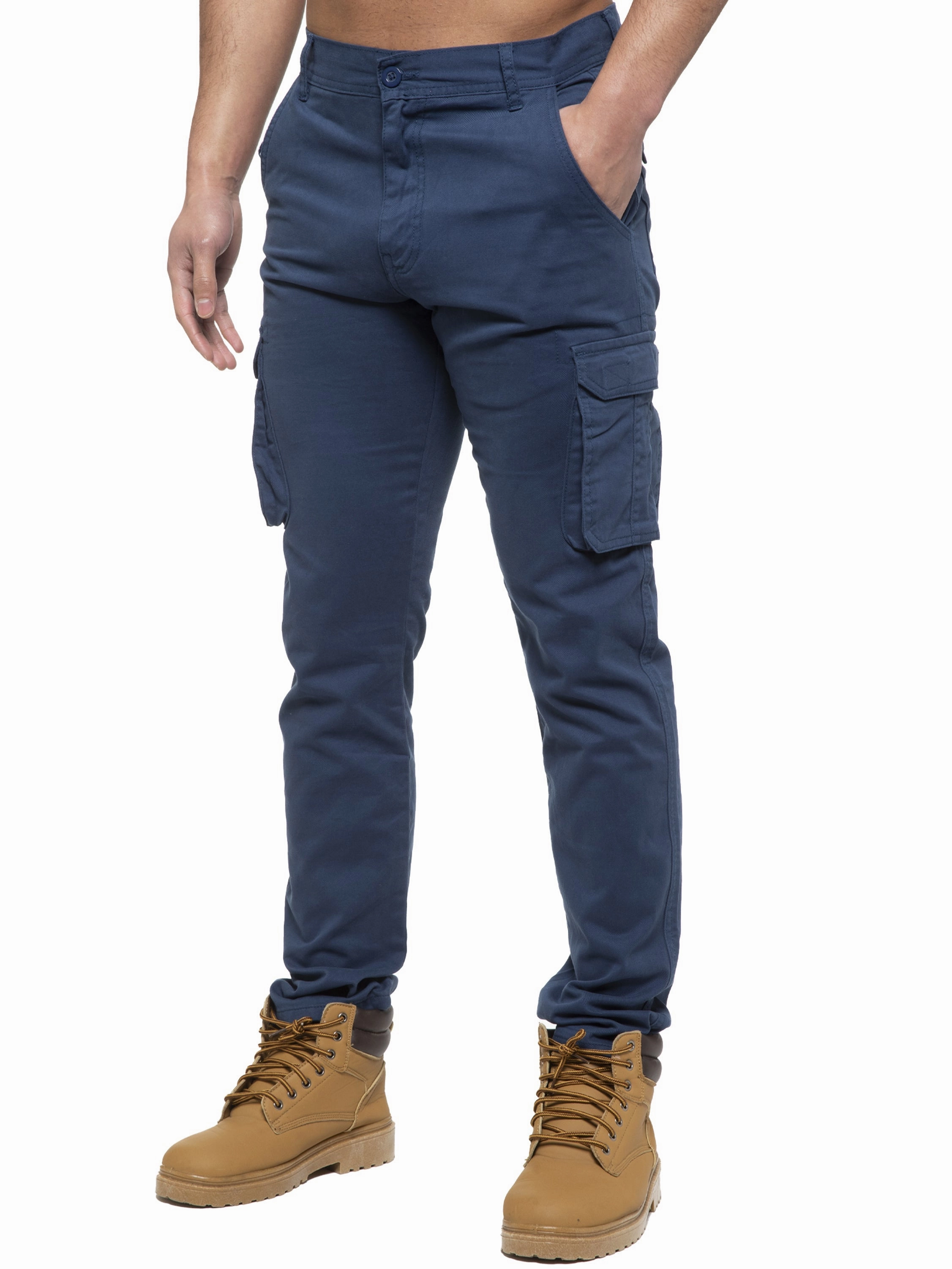 Enzo | Mens Cargo Straight Fit Jeans Fresh Fit Snag Free Fabric