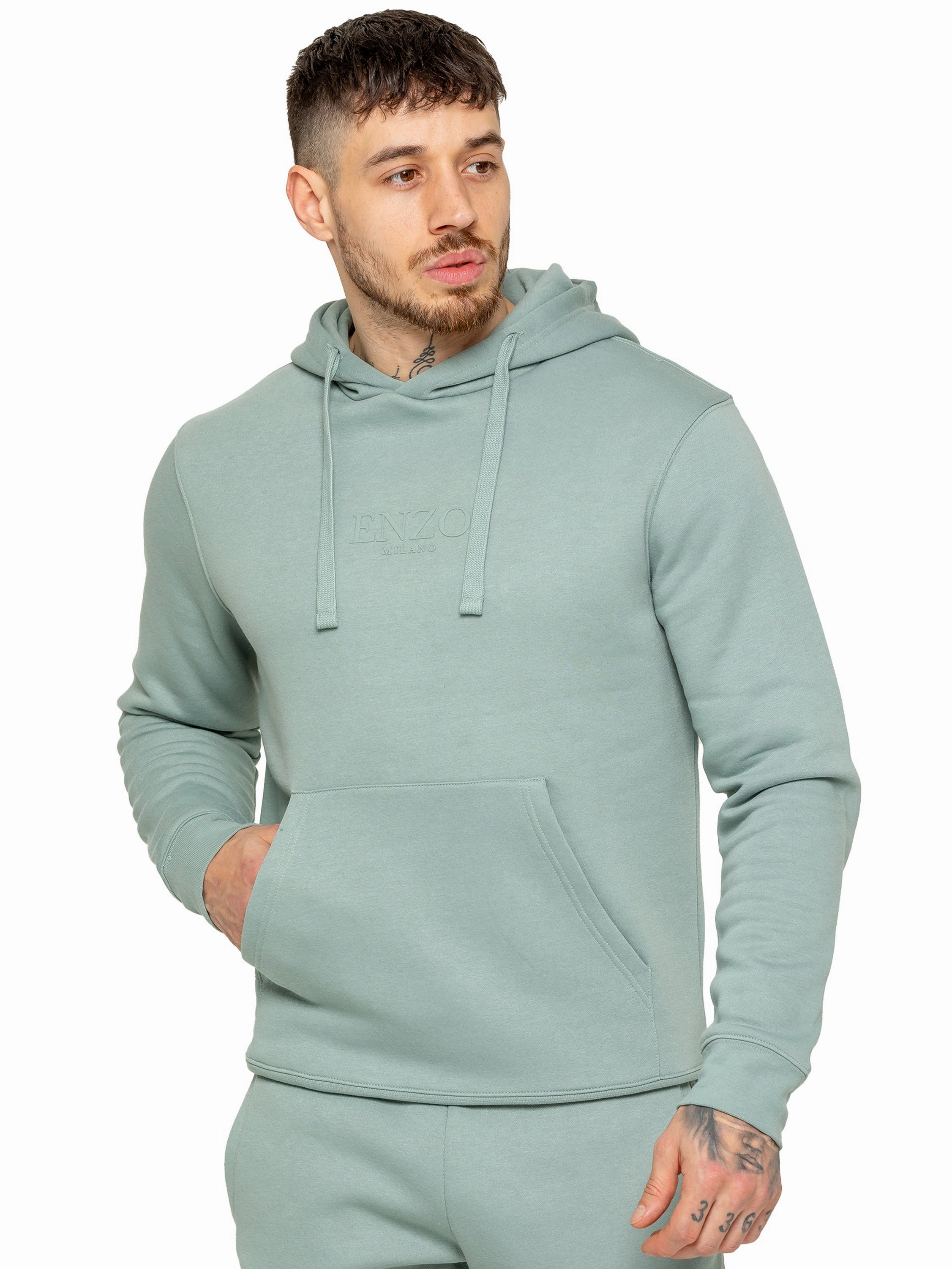 Enzo | Mens Pullover Hoodie Drop Shoulder Construction Eco-Friendly Fabric