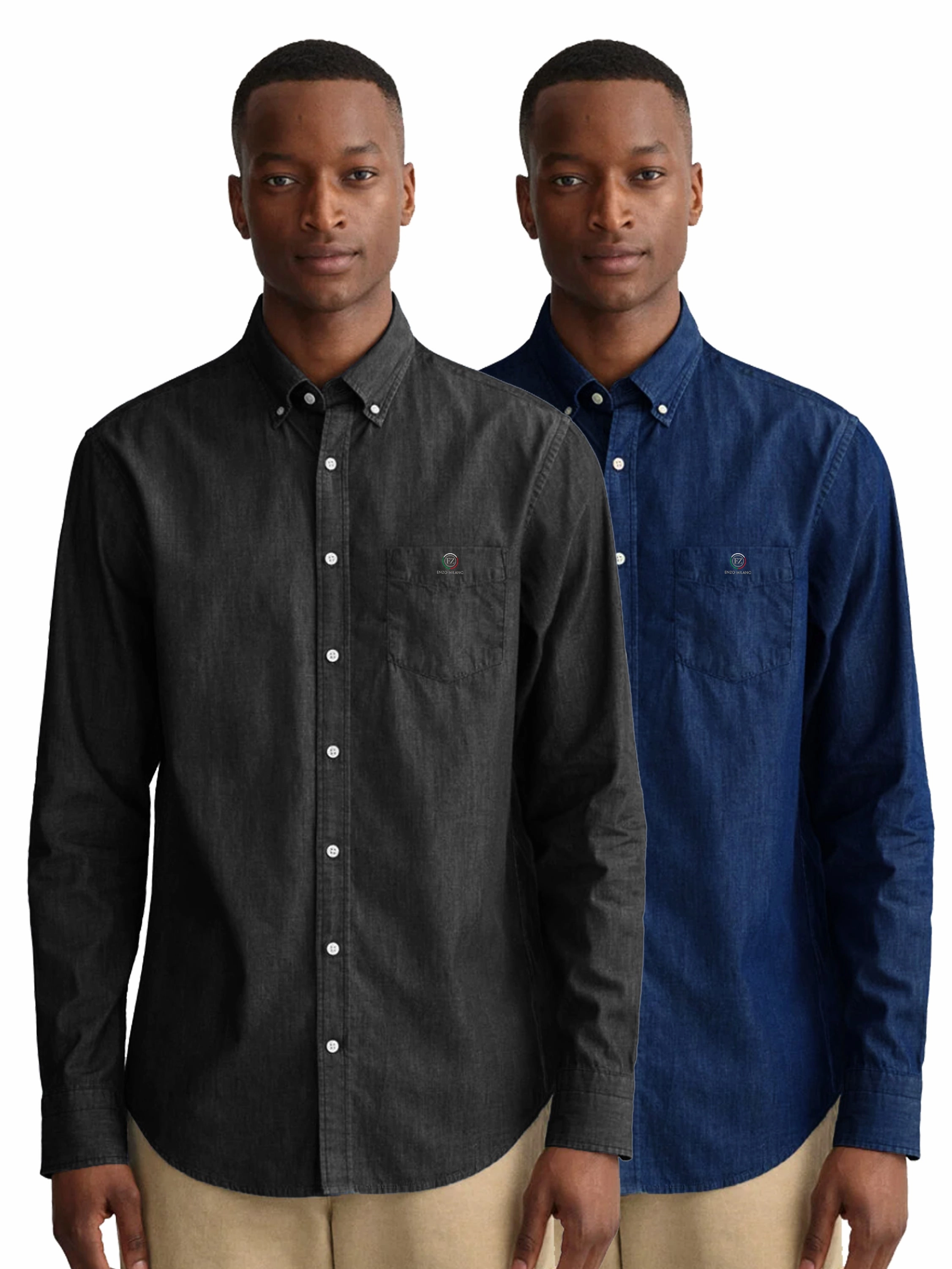 Enzo | Mens Regular Fit Denim Shirt 2 Pack Chic Design