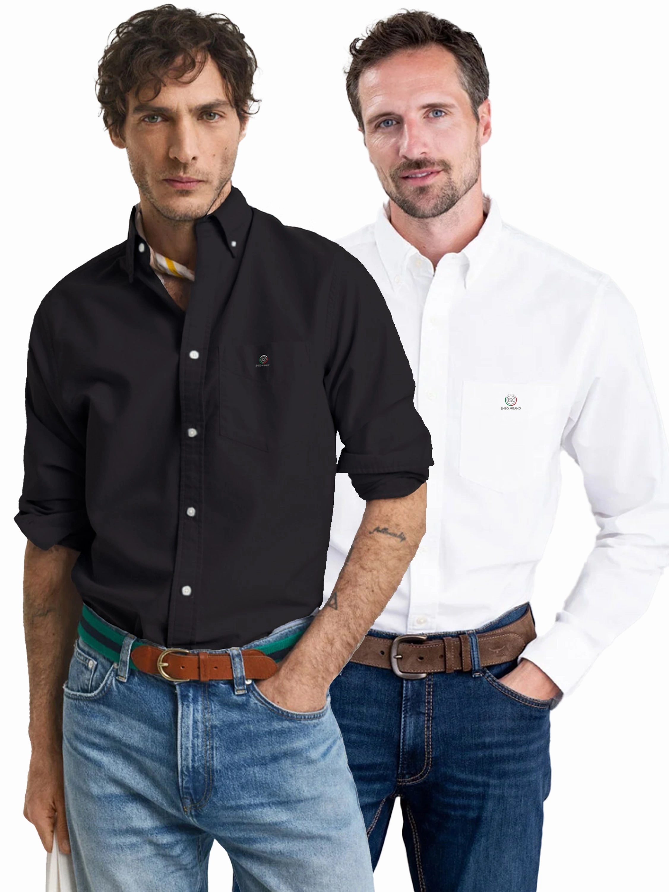 Enzo | Mens Regular Fit Oxford Shirt 2 Pack Breathable fabric City Exploration