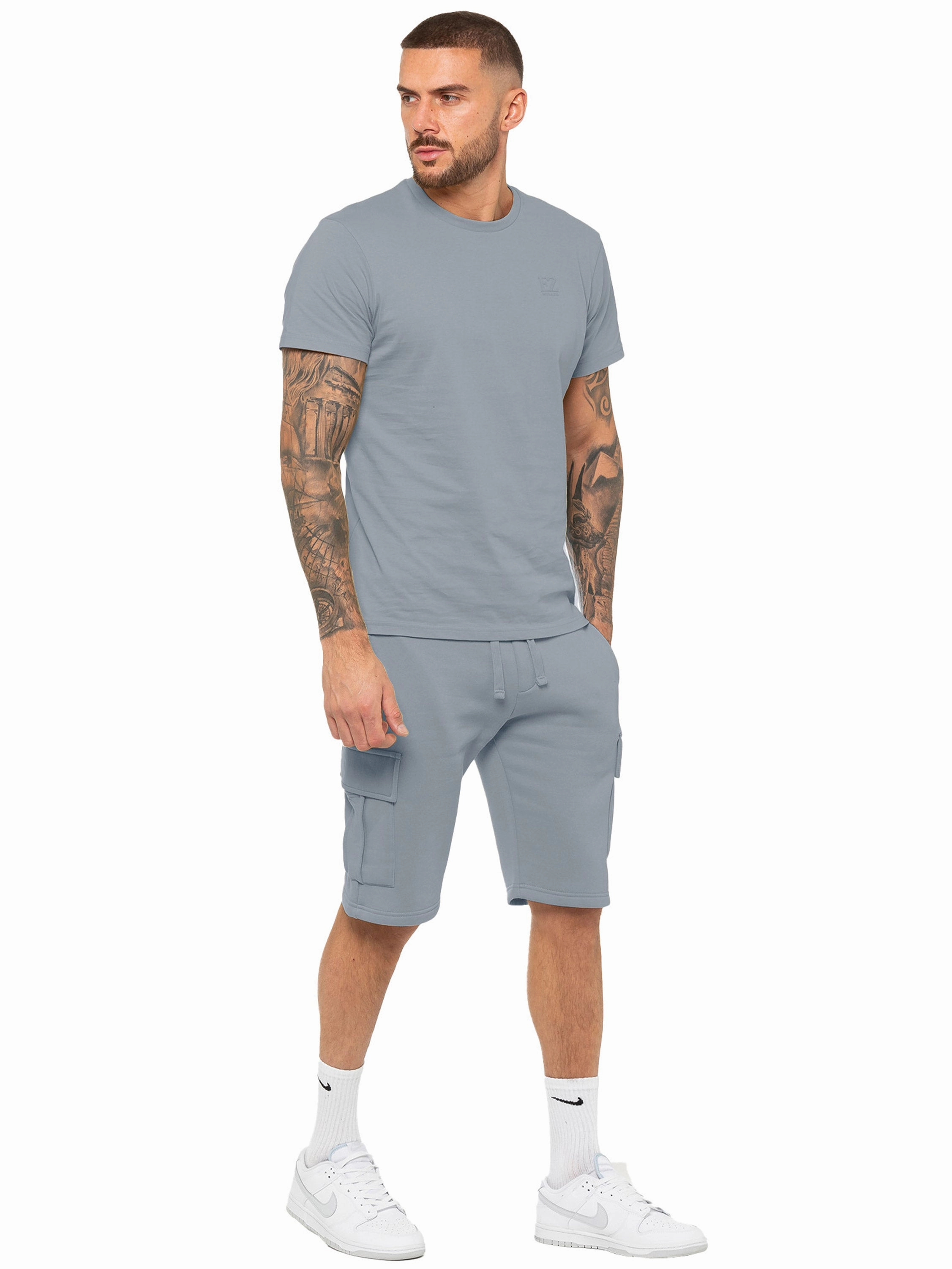 hiking clothes Vintage Look Enzo | Mens T-Shirt Tracksuit Set With Shorts