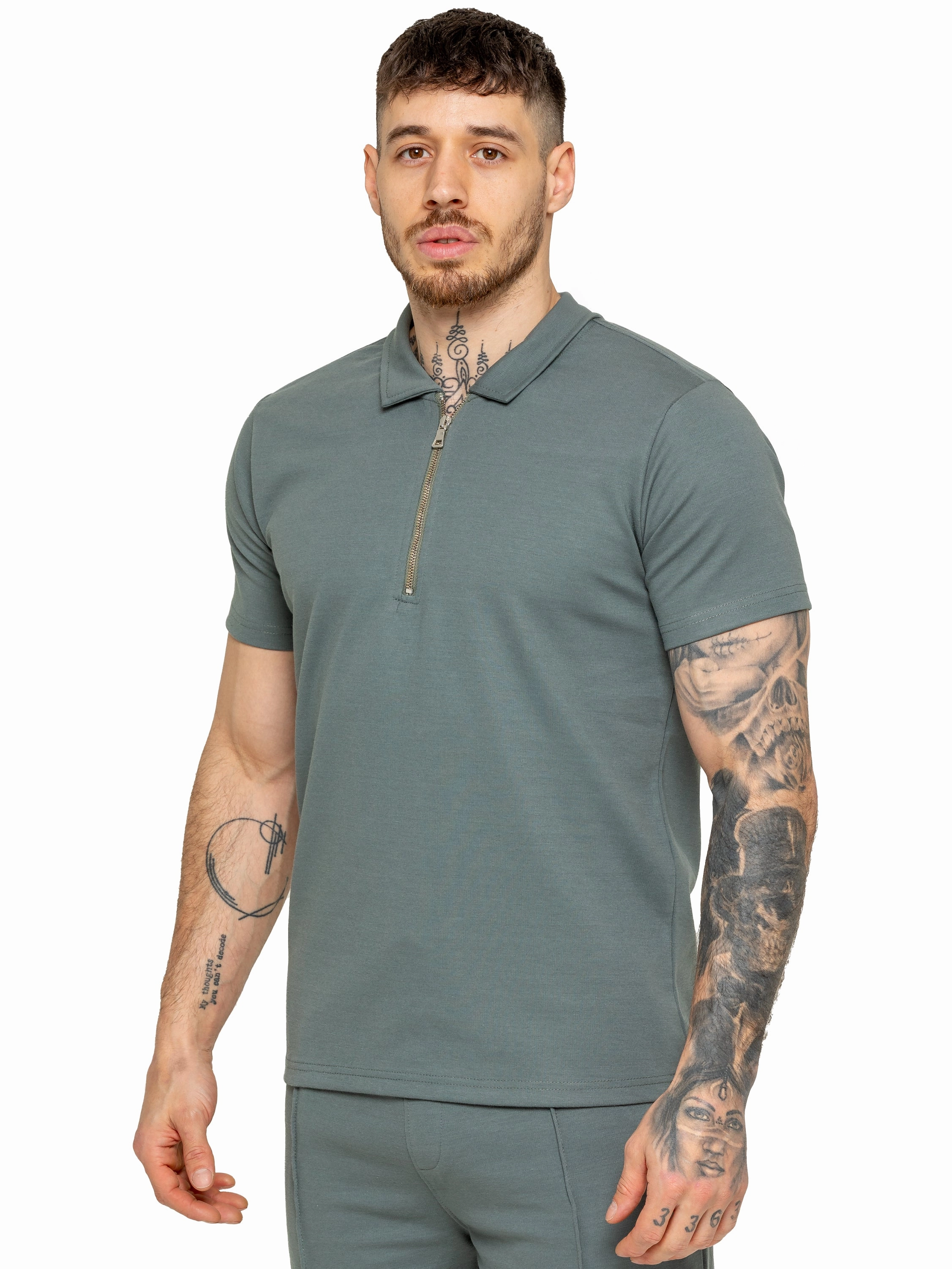 Stylish Collar Enzo | Mens Zip Up Polo Shirt