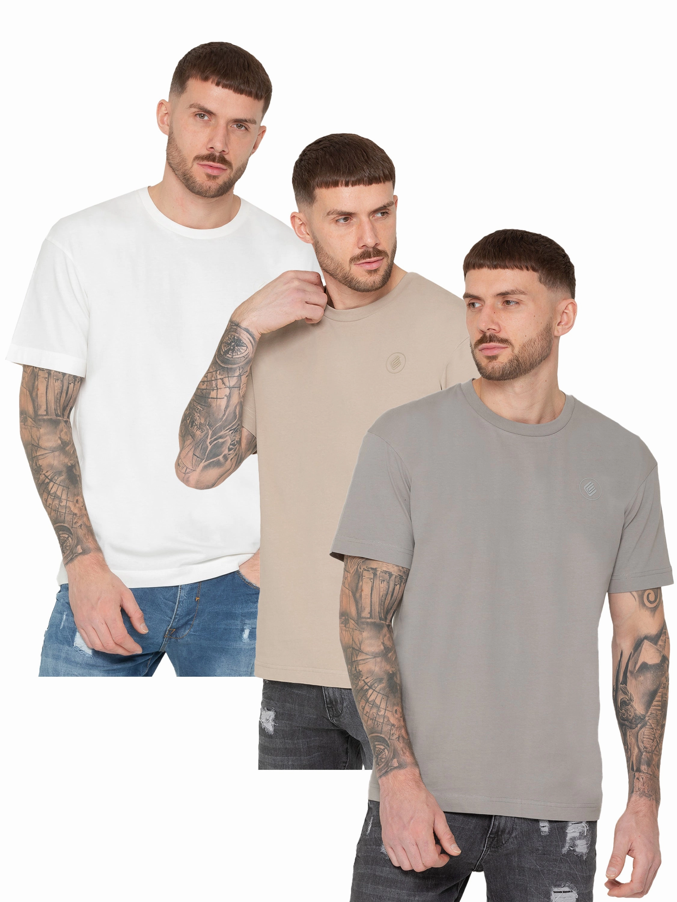 Layered Sleeve Construction LayeredSleeveConstruction Enzo | Oversized Crew Neck T-Shirt 3 Pack