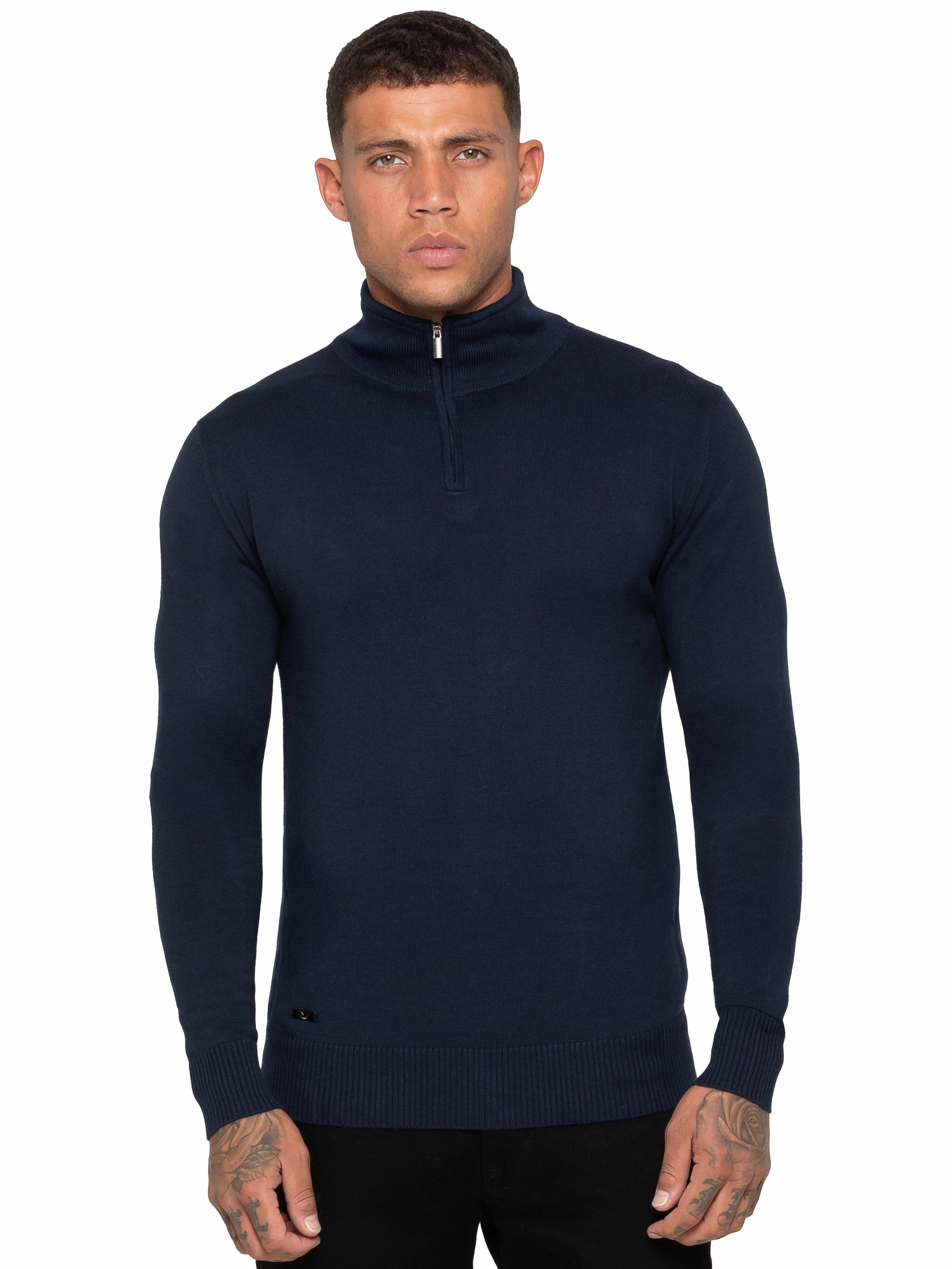 Enzo Milano | Mens Funnel Neck Knit Jumper Functional Style Eco Friendly Fibers