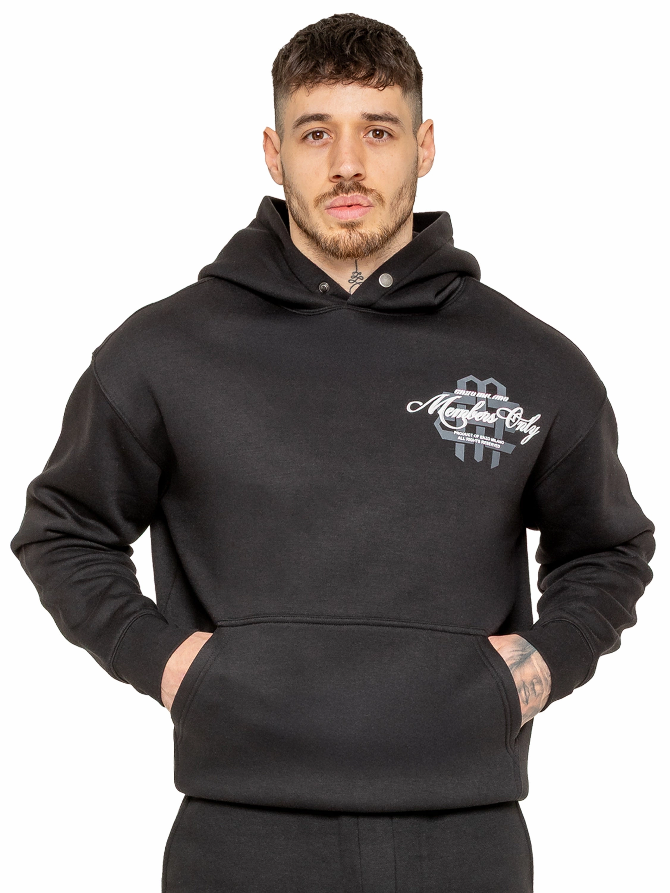 Enzo Milano | Mens Oversized Printed Hoodie Trend Motion Urban Day