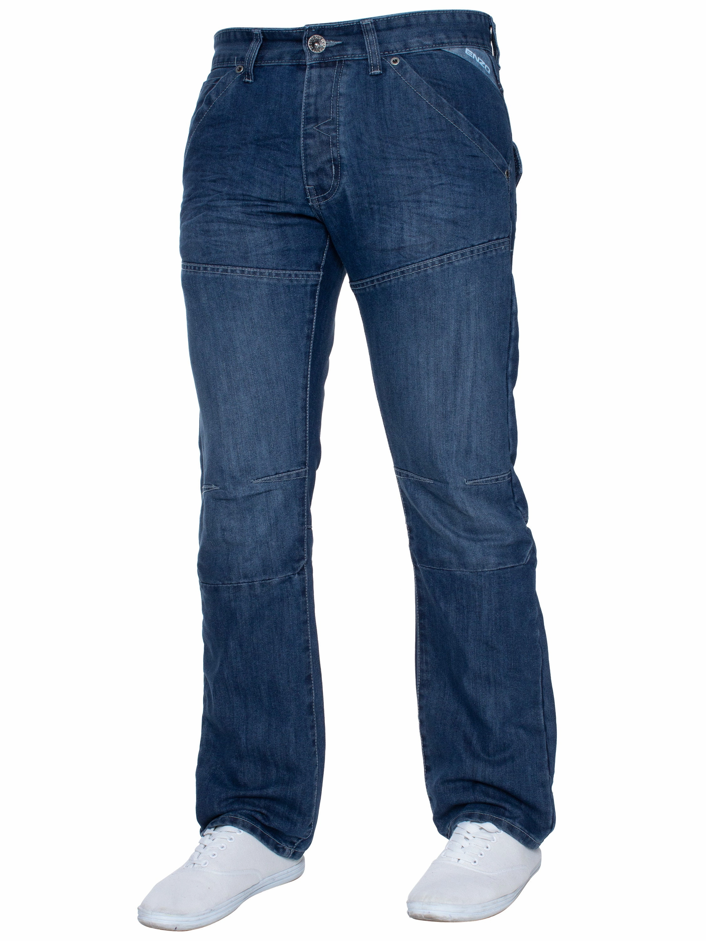 Enzo | Mens Miguel Straight Leg Denim Jeans Outdoor Comfort Fit Chic Look
