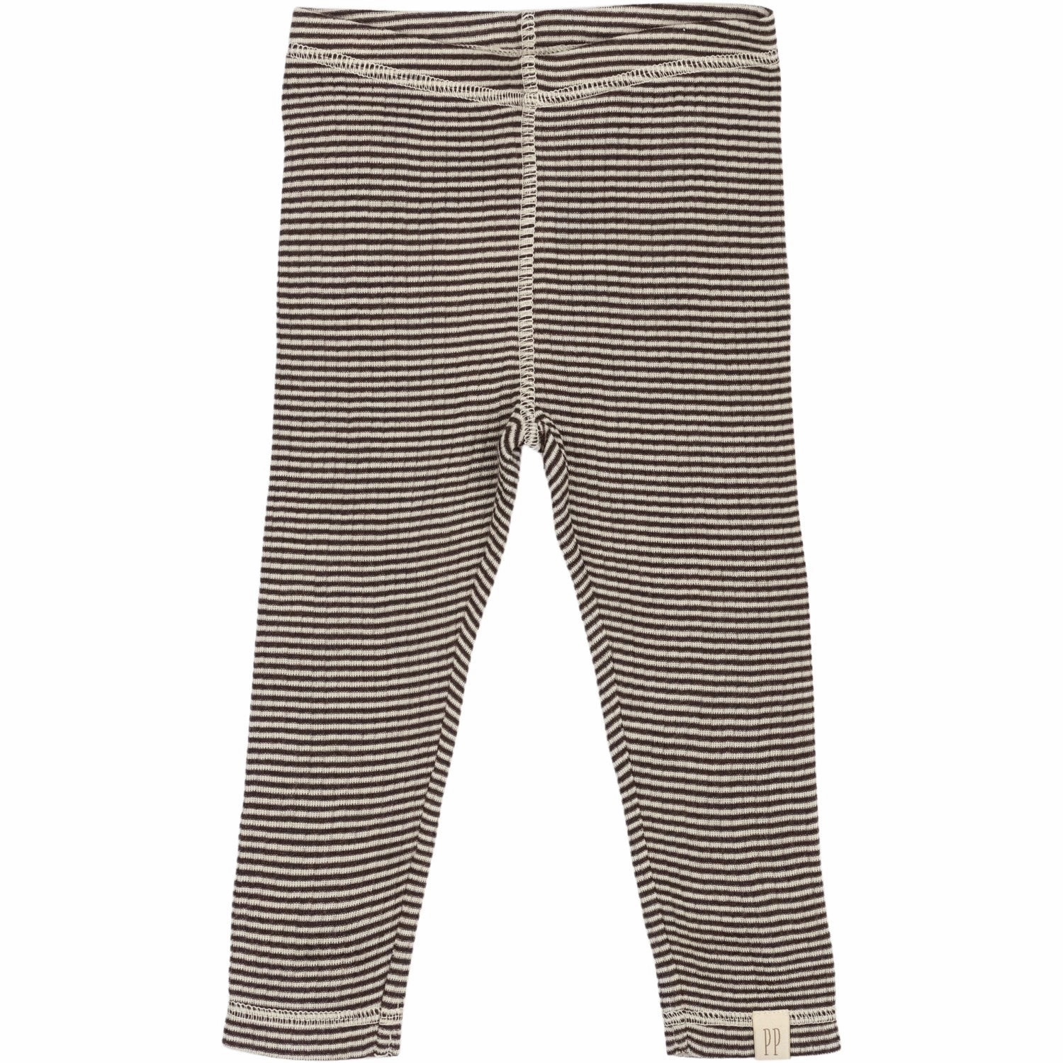 Core Style Petit Piao Coffee Bean/Dark Off White PPDante Leggings Merino Wool Striped