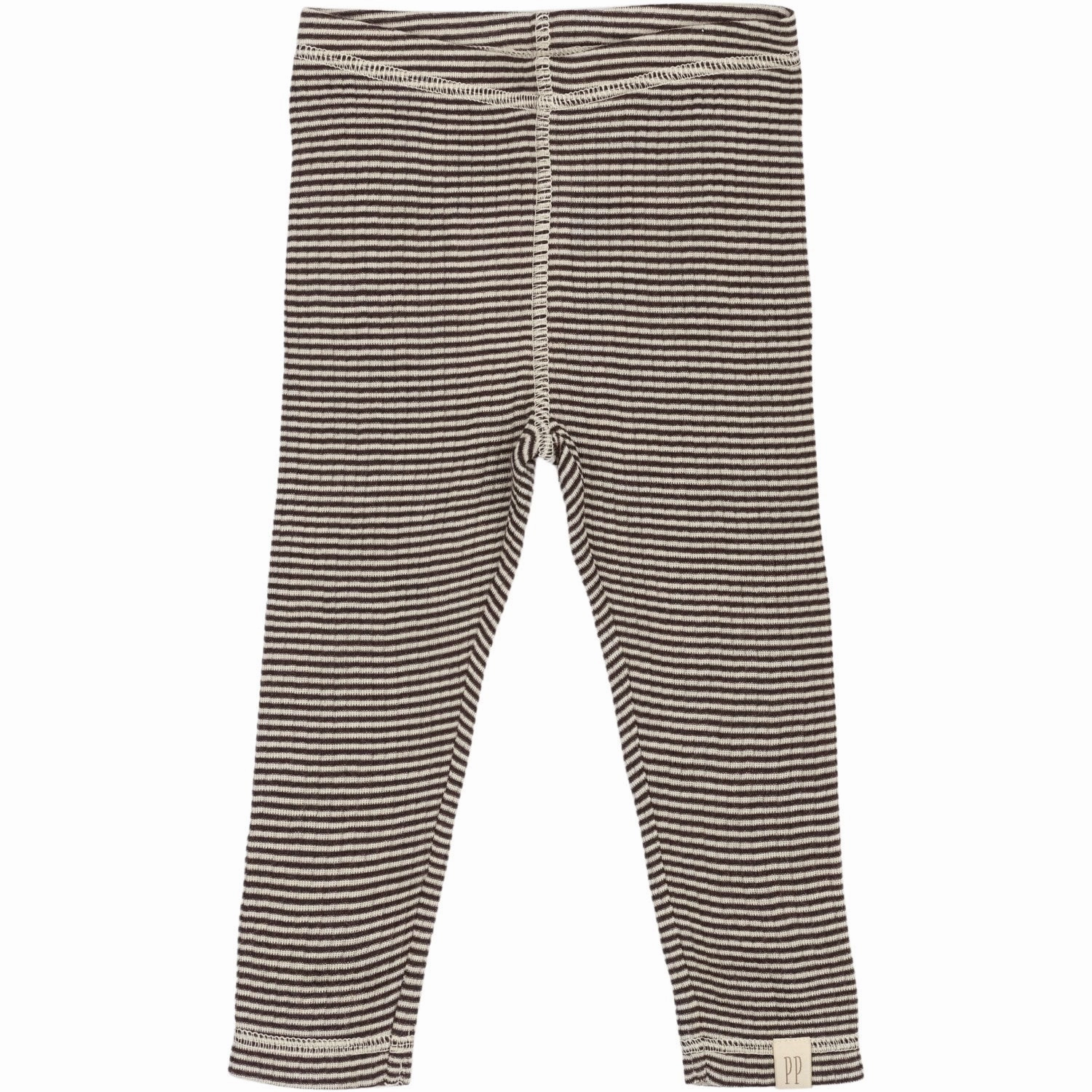 Petit Piao Coffee Bean/Dark Off White PPDante Leggings Merino Wool Striped Tagless Labeling System Smart Stretch