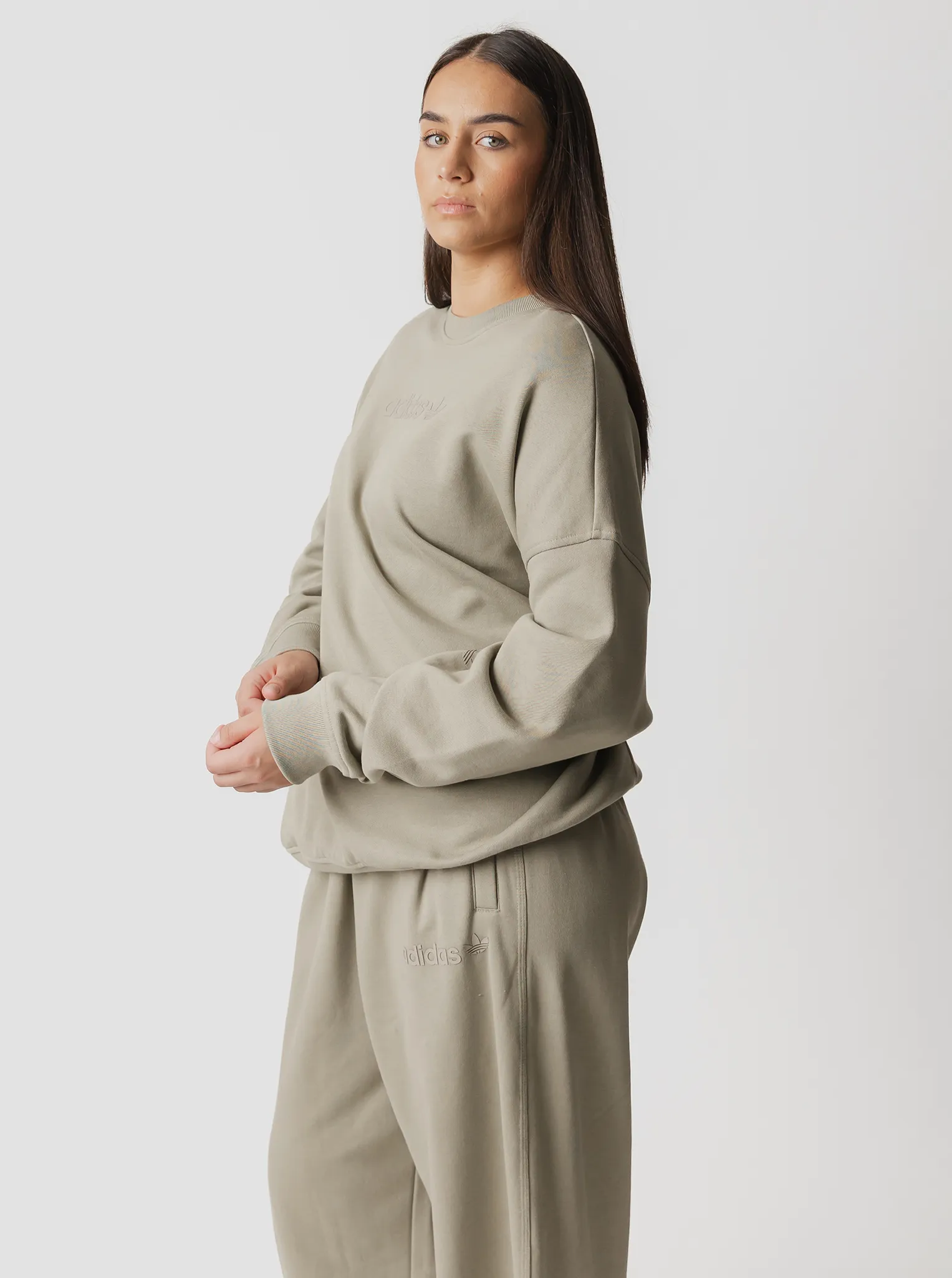 Beaded embellishments short sleeves Essentials Linear Oversized Crew Sweatshirt