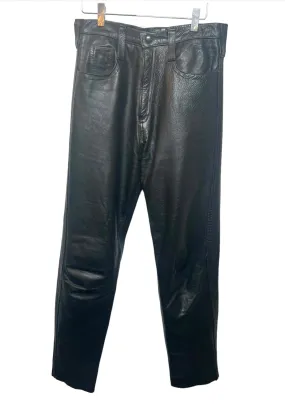 Black Leather Trousers (Size L) Relaxed Design Wear