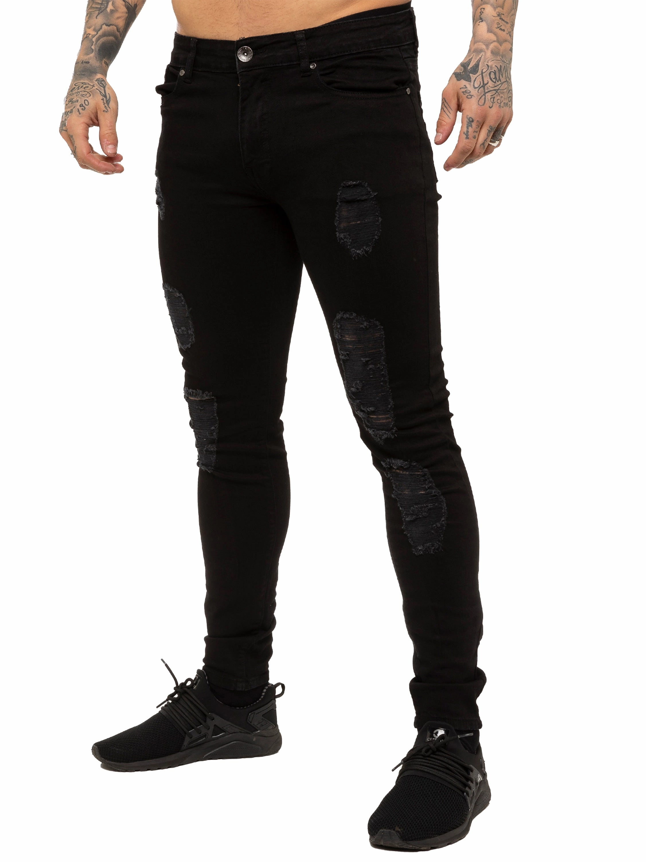 Rainy Day Winter Warmth Autumn Days Versatile Weekend Style Mens Denim Ripped Denim Jeans| Enzo Designer Menswear
