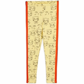 Mini Rodini Yellow Cathlethes Aop Leggings Casual Fit Wear Comfortable Activewear