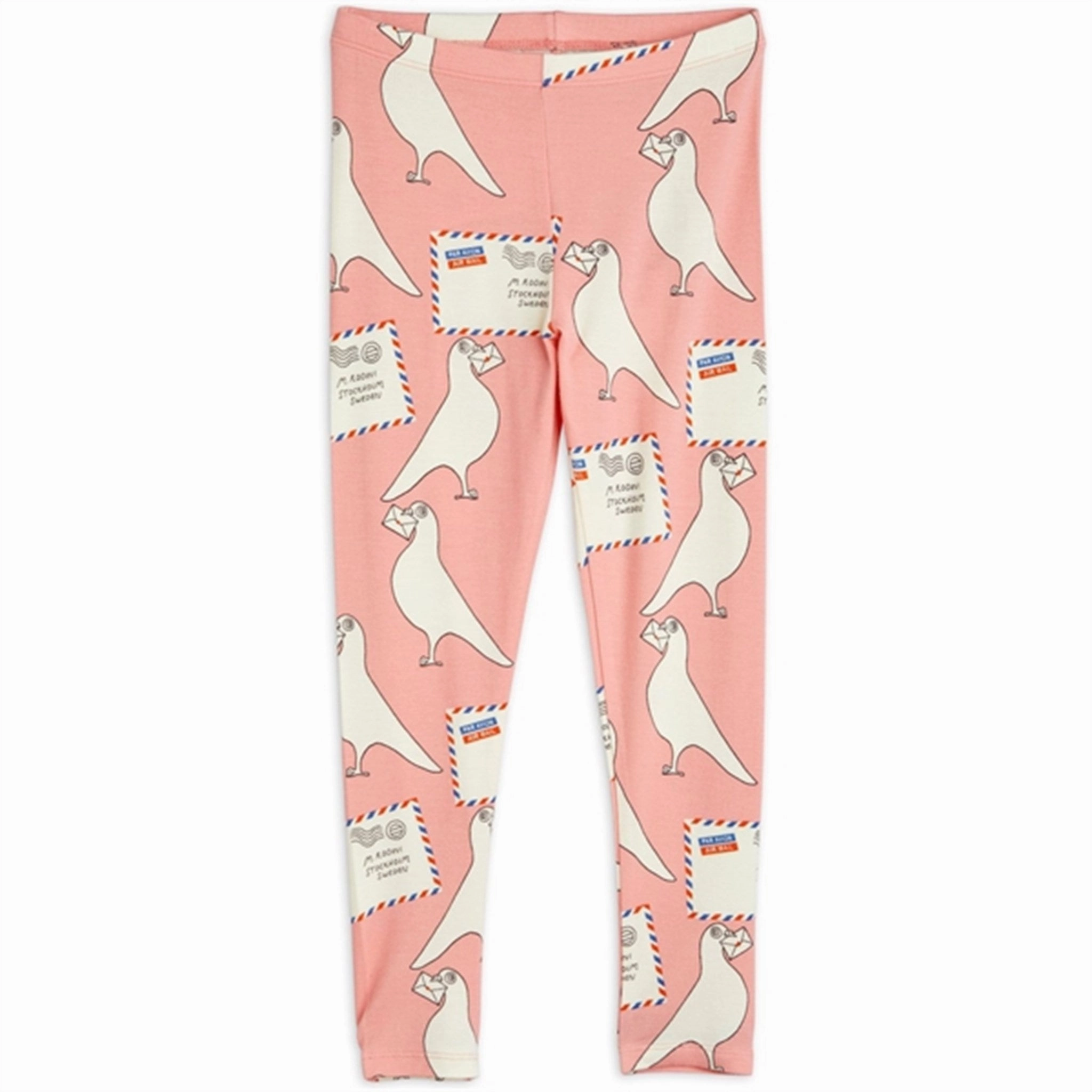 Mini Rodini Pigeons Tencel Aop Leggings Pink Premium Comfort Athletic Fit