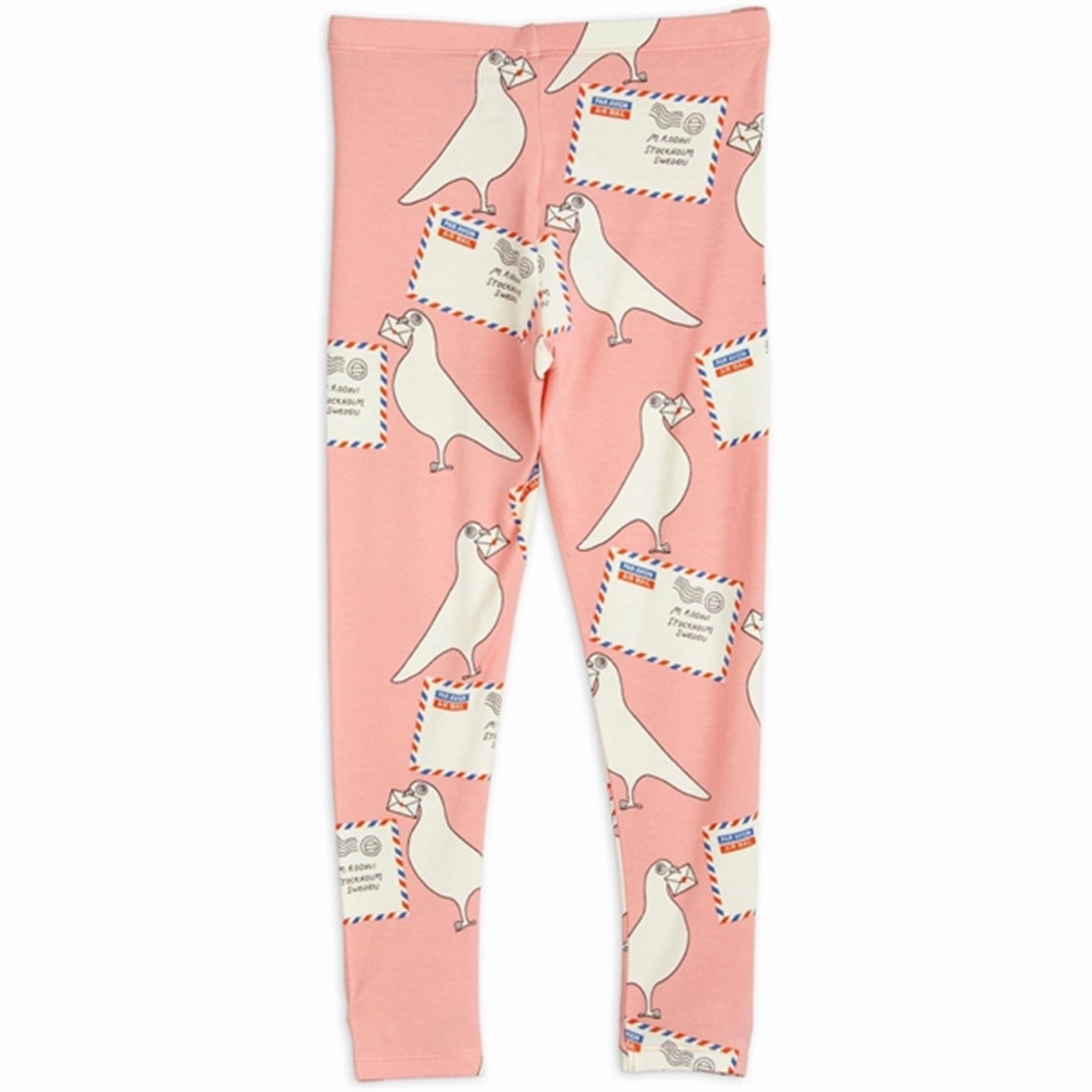 Mini Rodini Pigeons Tencel Aop Leggings Pink Flexible Stitching Casual Day Ultra Light