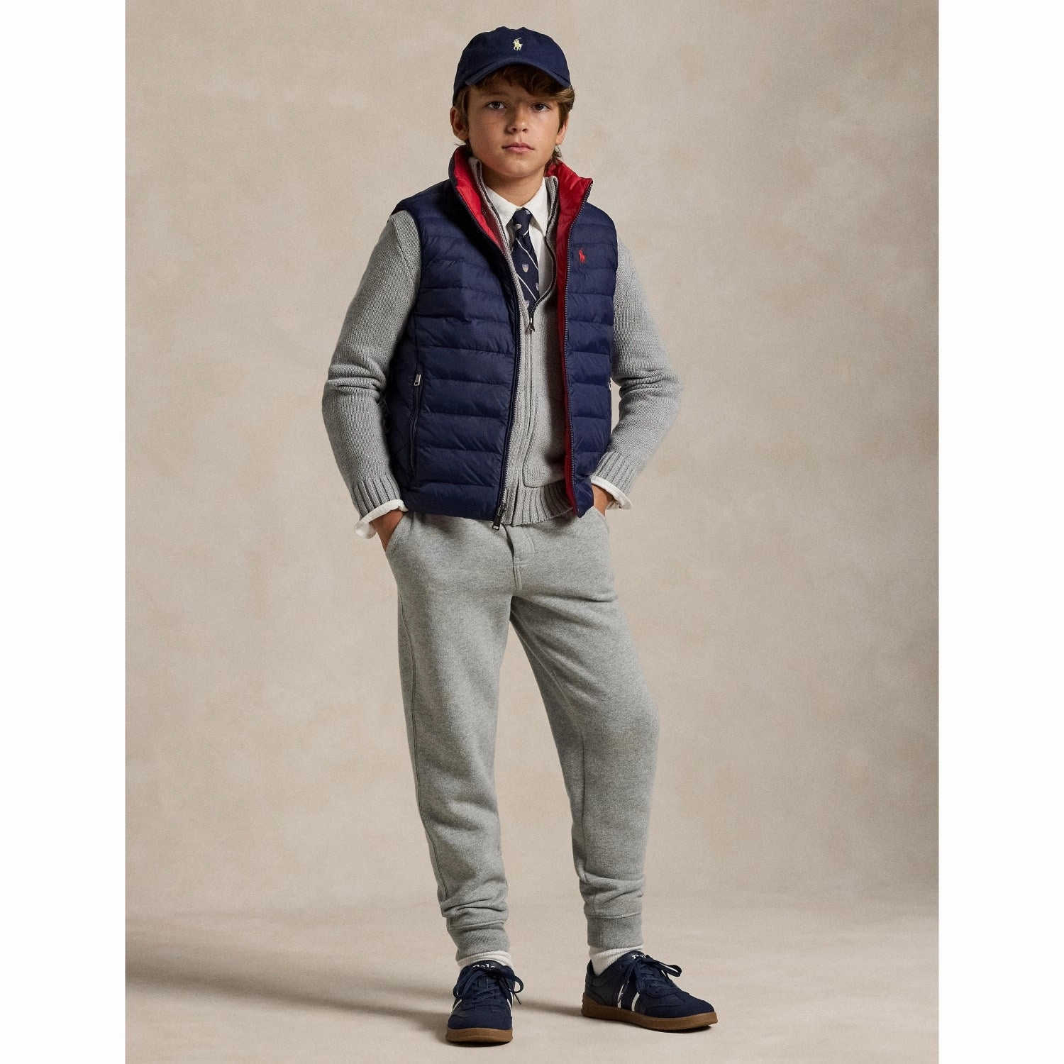 Polo Ralph Lauren Newport Navy/Rl2000 Red Boy Vest Customizable Smooth Zipper Guards