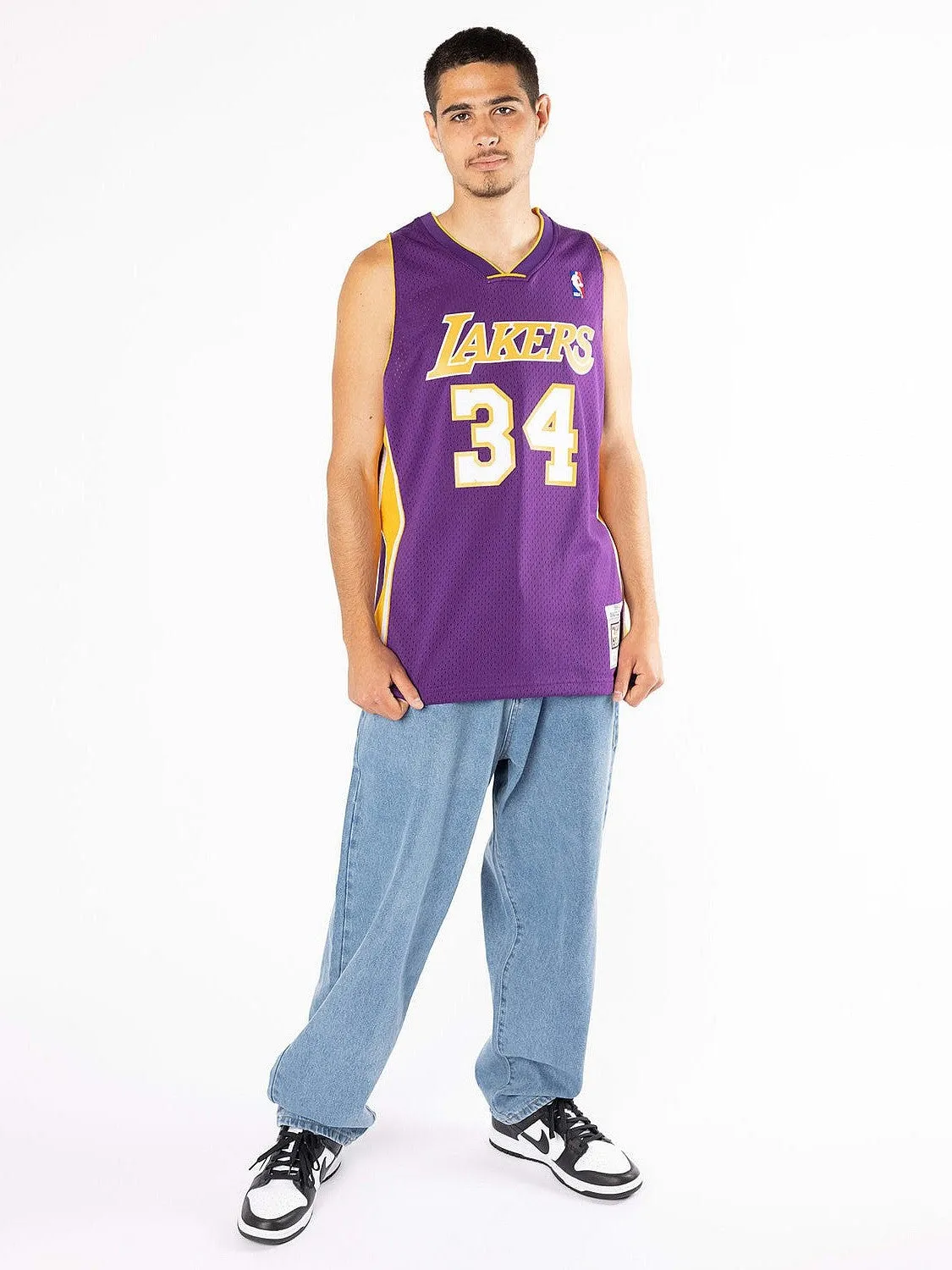 Los Angeles Lakers Shaquille O??Neal 99-00 Road Swingman Jersey Athletic Silicone Grip Anti Snag Surface