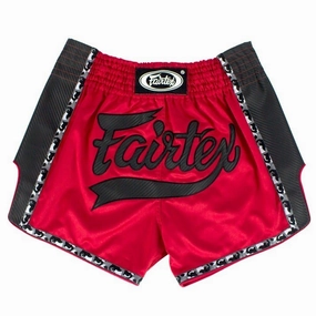 Easy Fit Anti Snag Fabric Fairtex Slim Fit Muay Thai Shorts BS1703 Red / Black