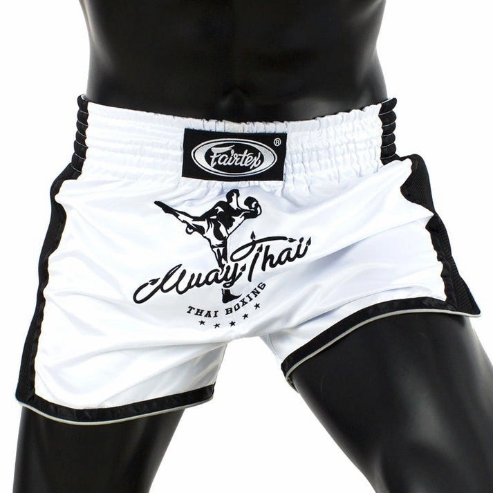 Fairtex Slim Fit Muay Thai Shorts BS1707 White Comfort Fit Travel Clothing