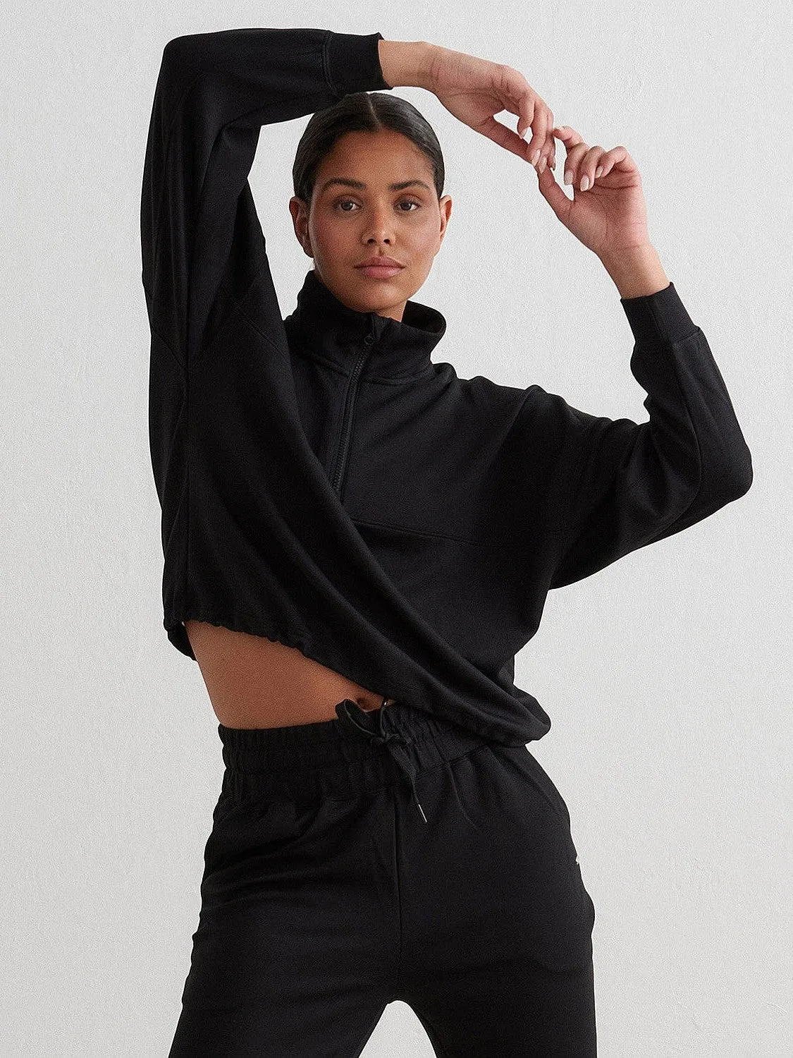 Unisex Appeal Black Comfy Half Zip