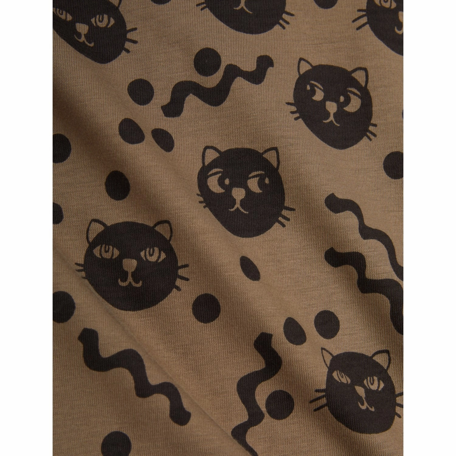Mini Rodini Brown Squiggly Cats AOP Sweatset Odor-free Cashmere