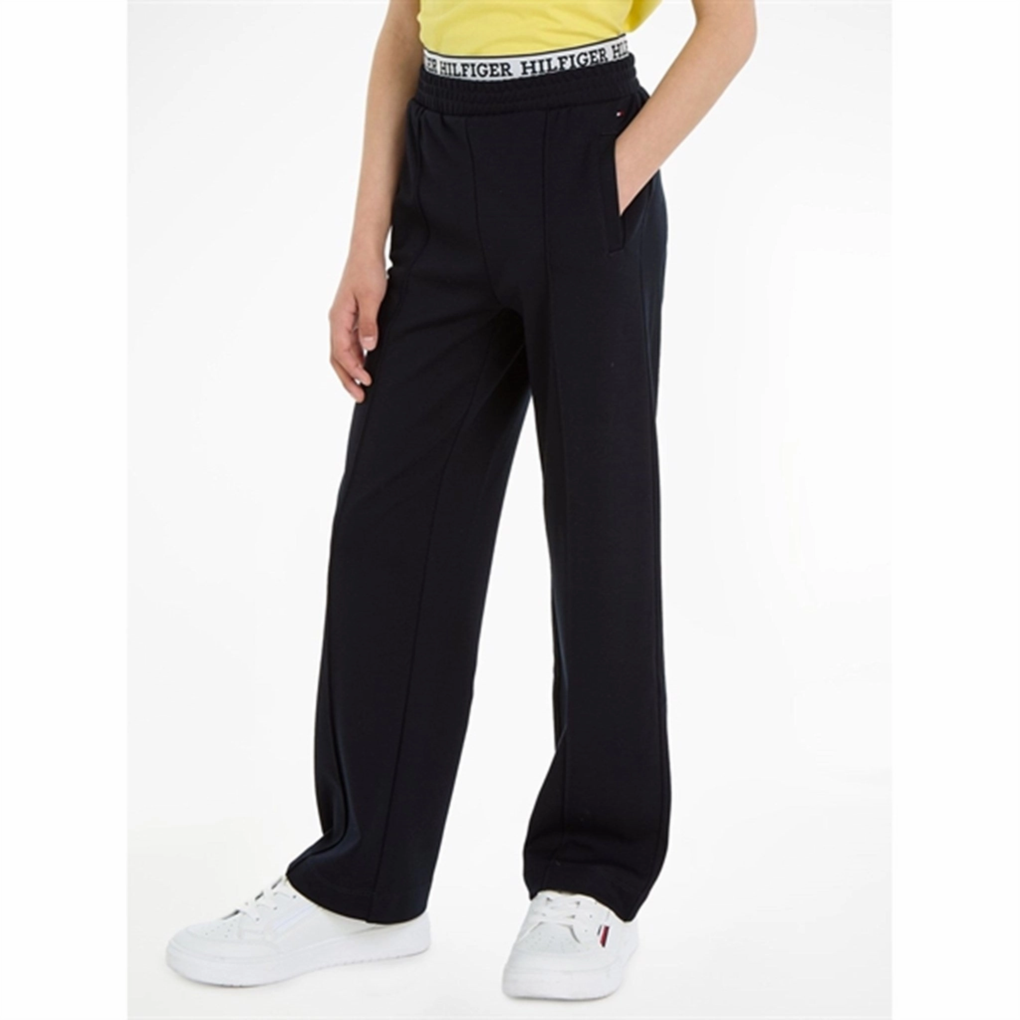 Tommy Hilfiger Monotype Tape Wide Leg Sweatpant Desert Sky Adjustable Waistband bleach