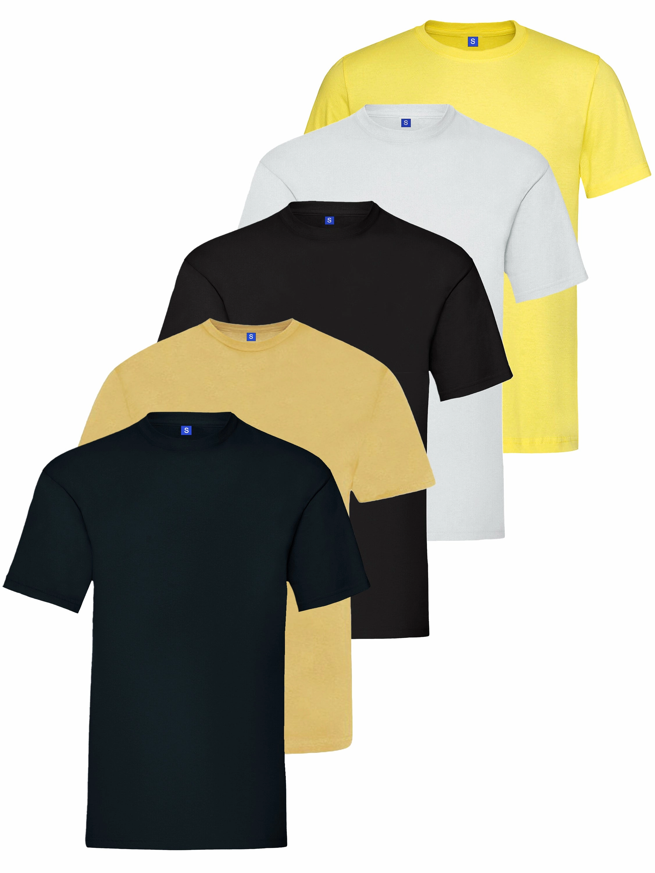 Elegant Kruze | Mens Crew Neck T-Shirt (5 Pack) - Multicolour