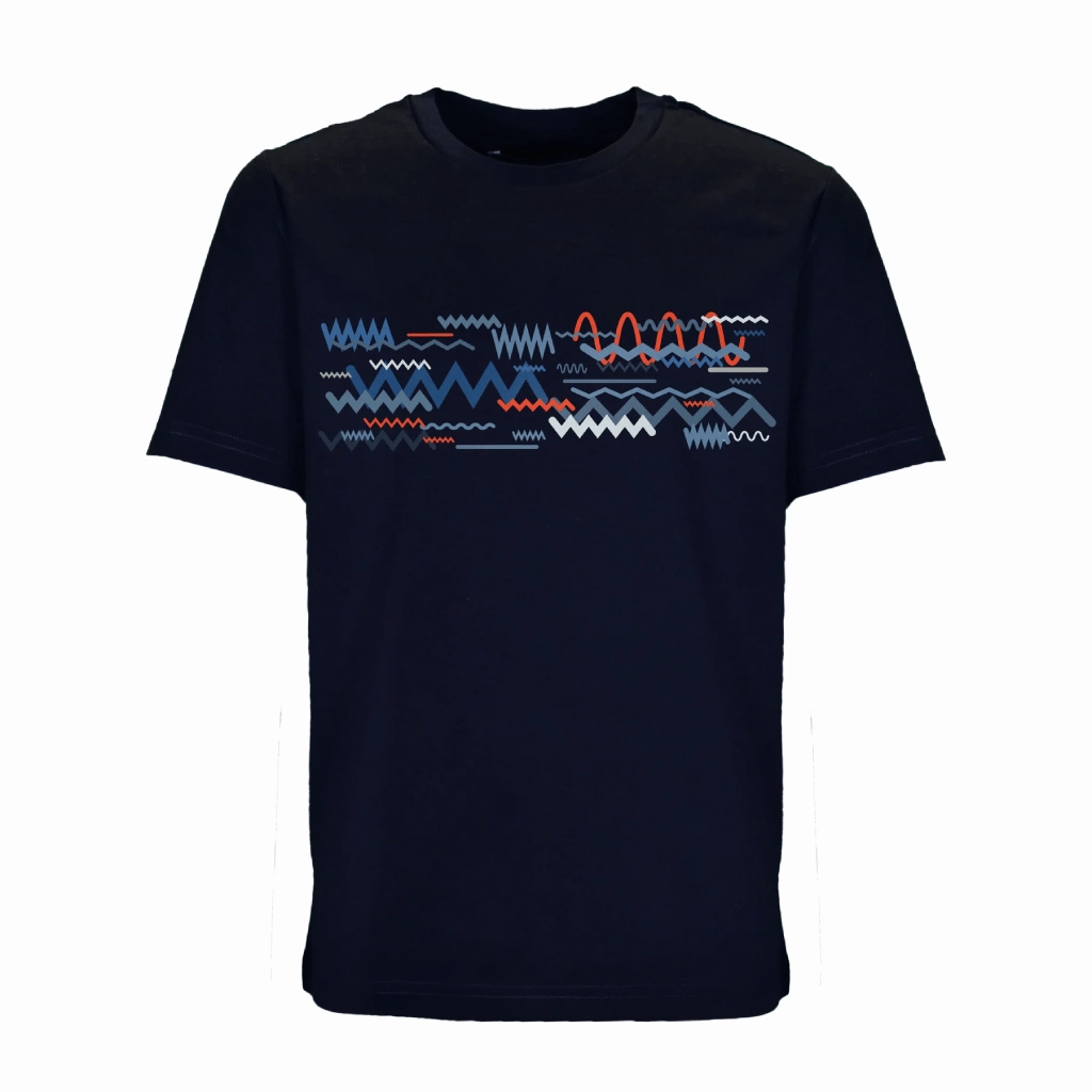 Timeless Fashion Sustainable Production Process Moda Bandidos Oscillate Blue Red Bar T-Shirt Men