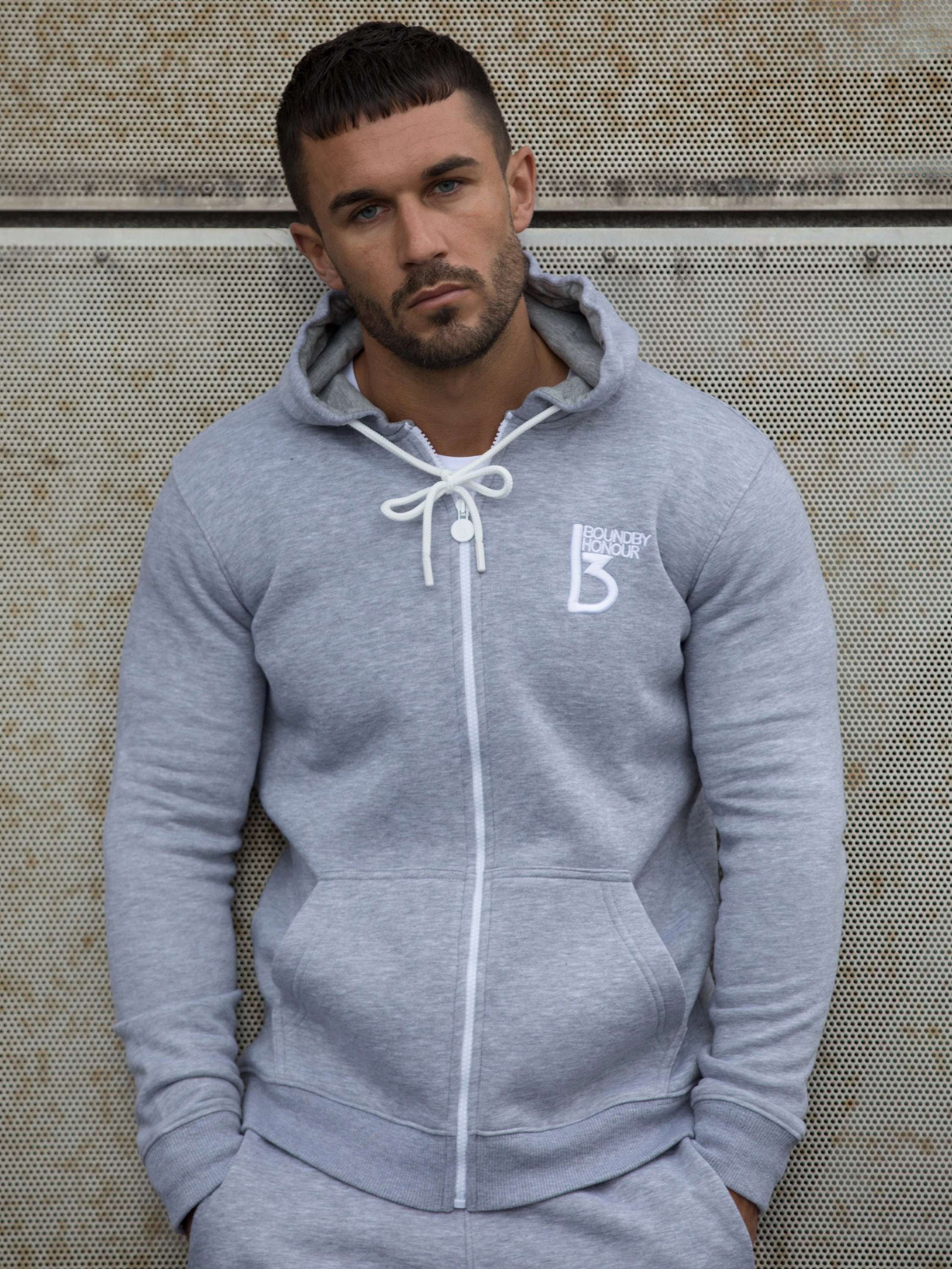 Wrinkle Resistant Knit texture Scale Zipped Tracksuit Hood | Bound By Honour