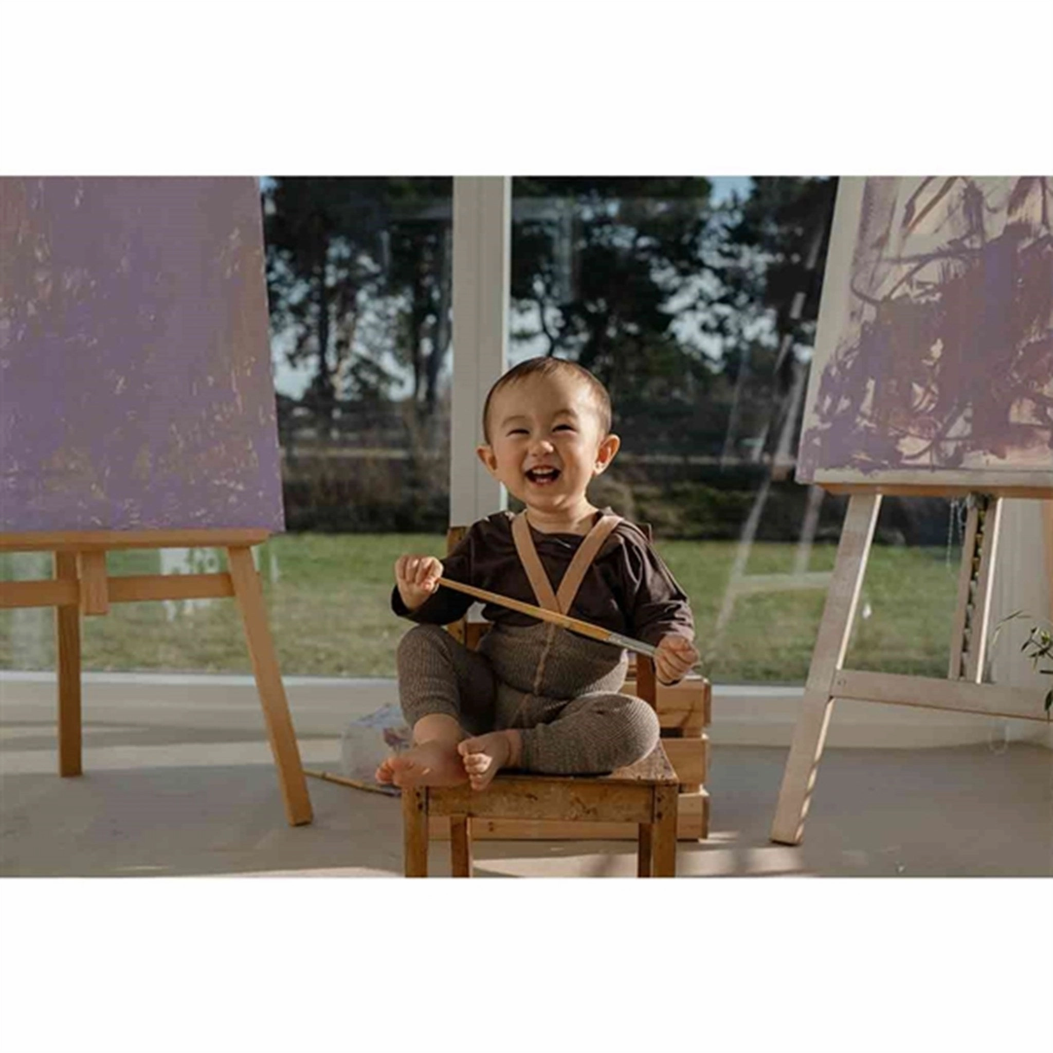 Durable Overlock Stitching Silly Silas Footless Tights Charcoaly Brown