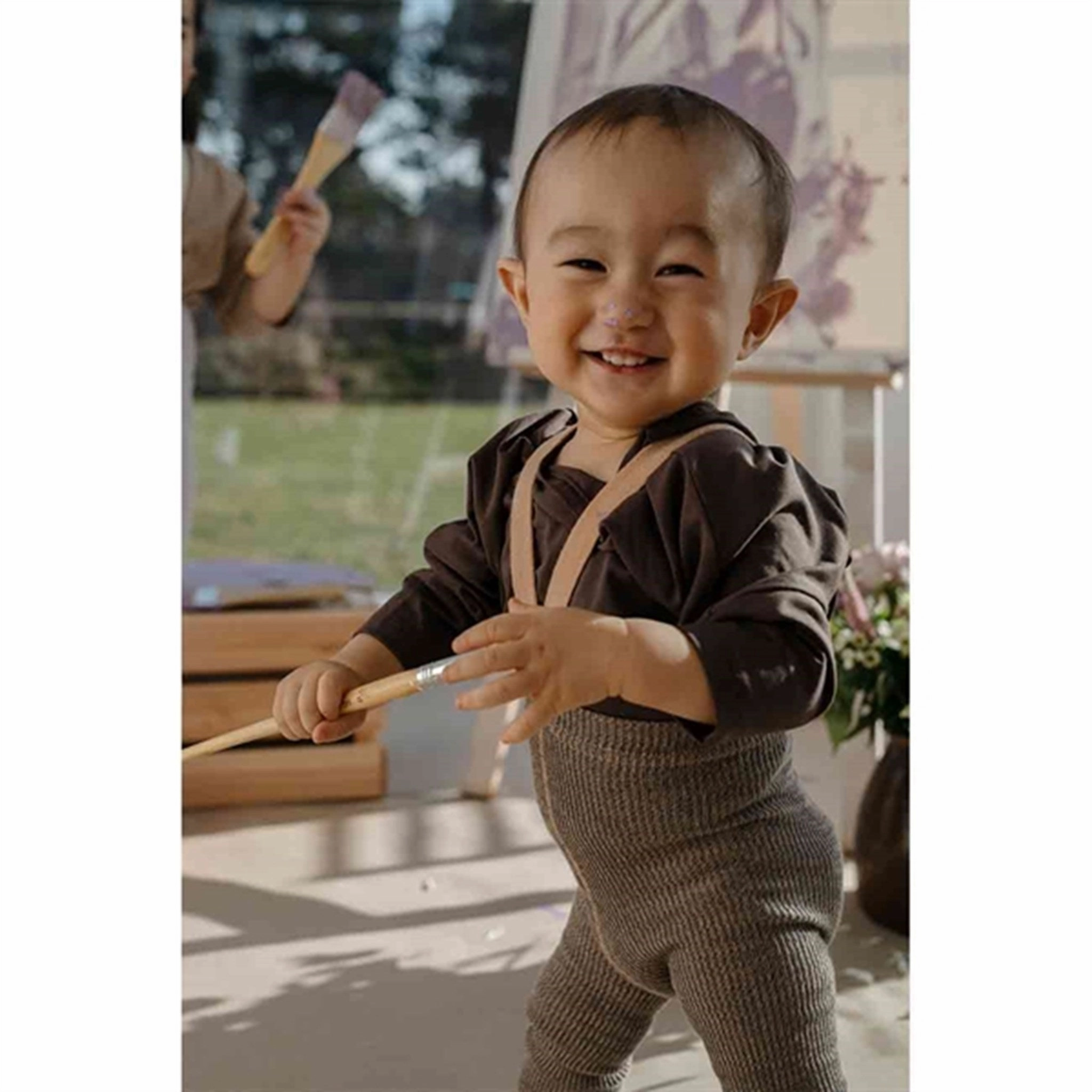 Elastic Fit Silly Silas Footless Tights Charcoaly Brown