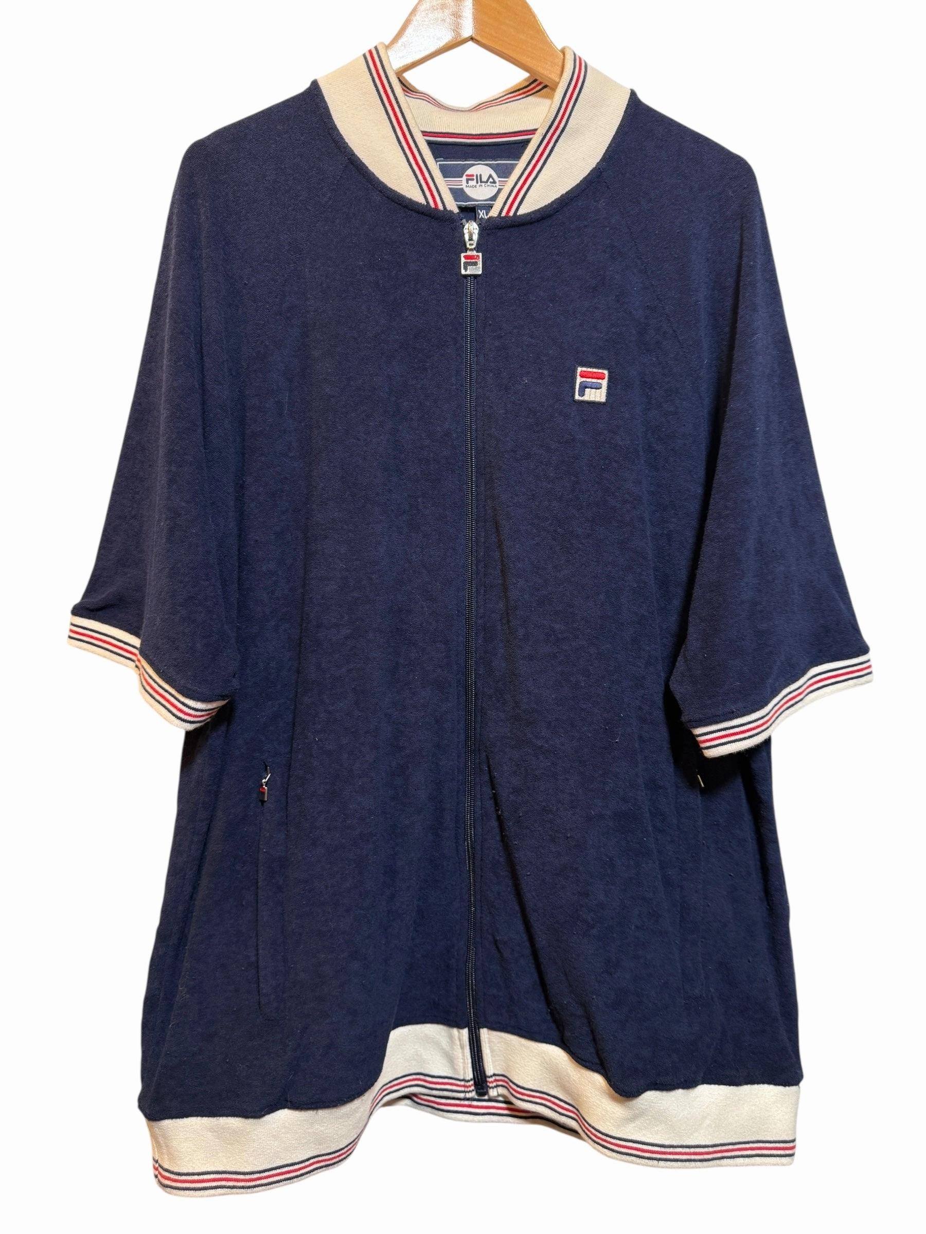 Fila Velour Short Sleeved Zipped Top (Size XL) Light Casual discount offer