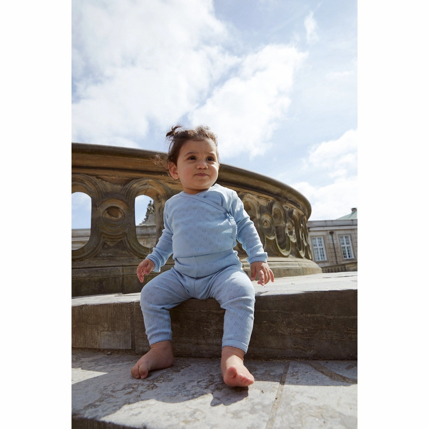 Tummy Control COPENHAGEN COLORS Dusty Blue Pointelle Heart Leggings