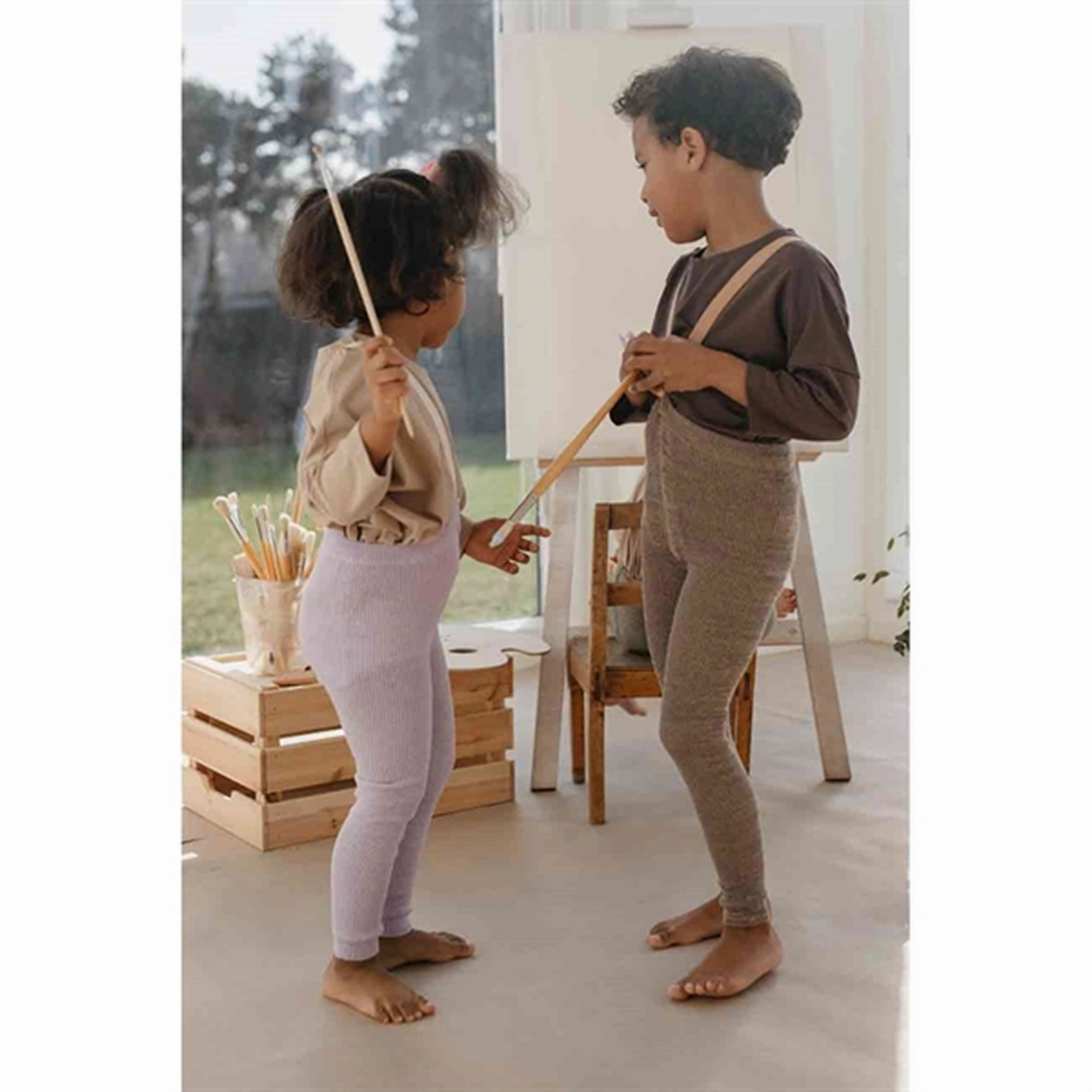 Silly Silas Footless Tights Creamy Lavender Tight Shape Sleek Style