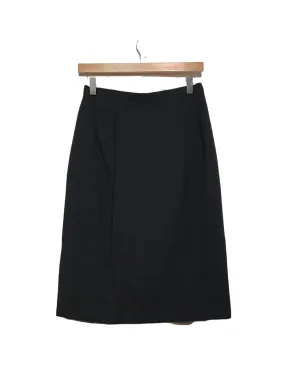 Double Layered Knees Black Dart Midi Skirt (Size M)