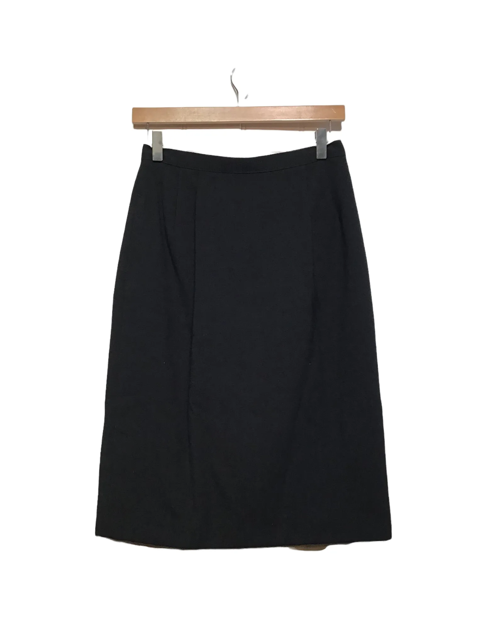 Double Layered Knees Black Dart Midi Skirt (Size M)