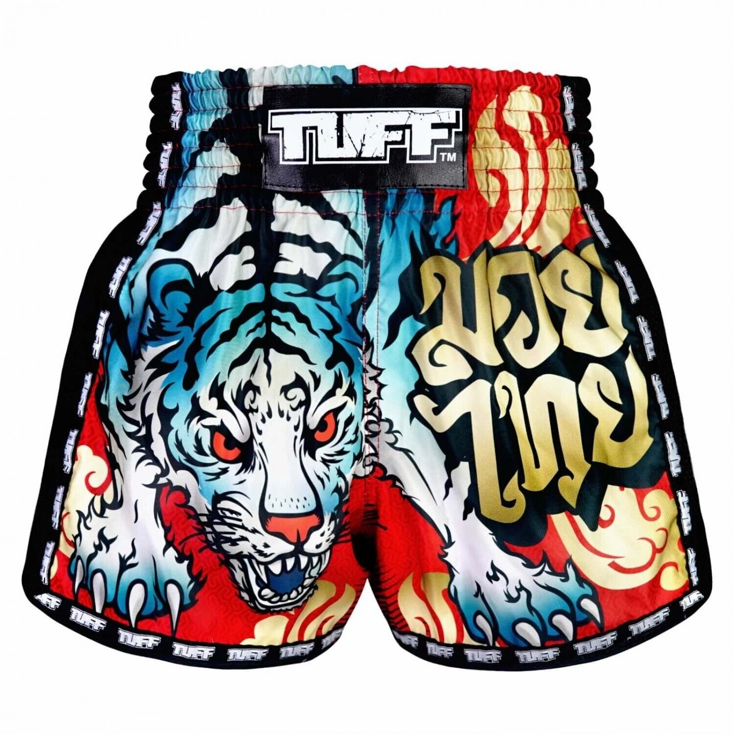 TUFF Muay Thai Shorts Red Furious Tiger MSC126 Anti Chafe Seamless fitness enthusiasts