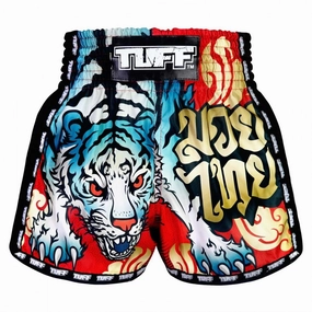 TUFF Muay Thai Shorts Red Furious Tiger MSC126 Unique Pattern