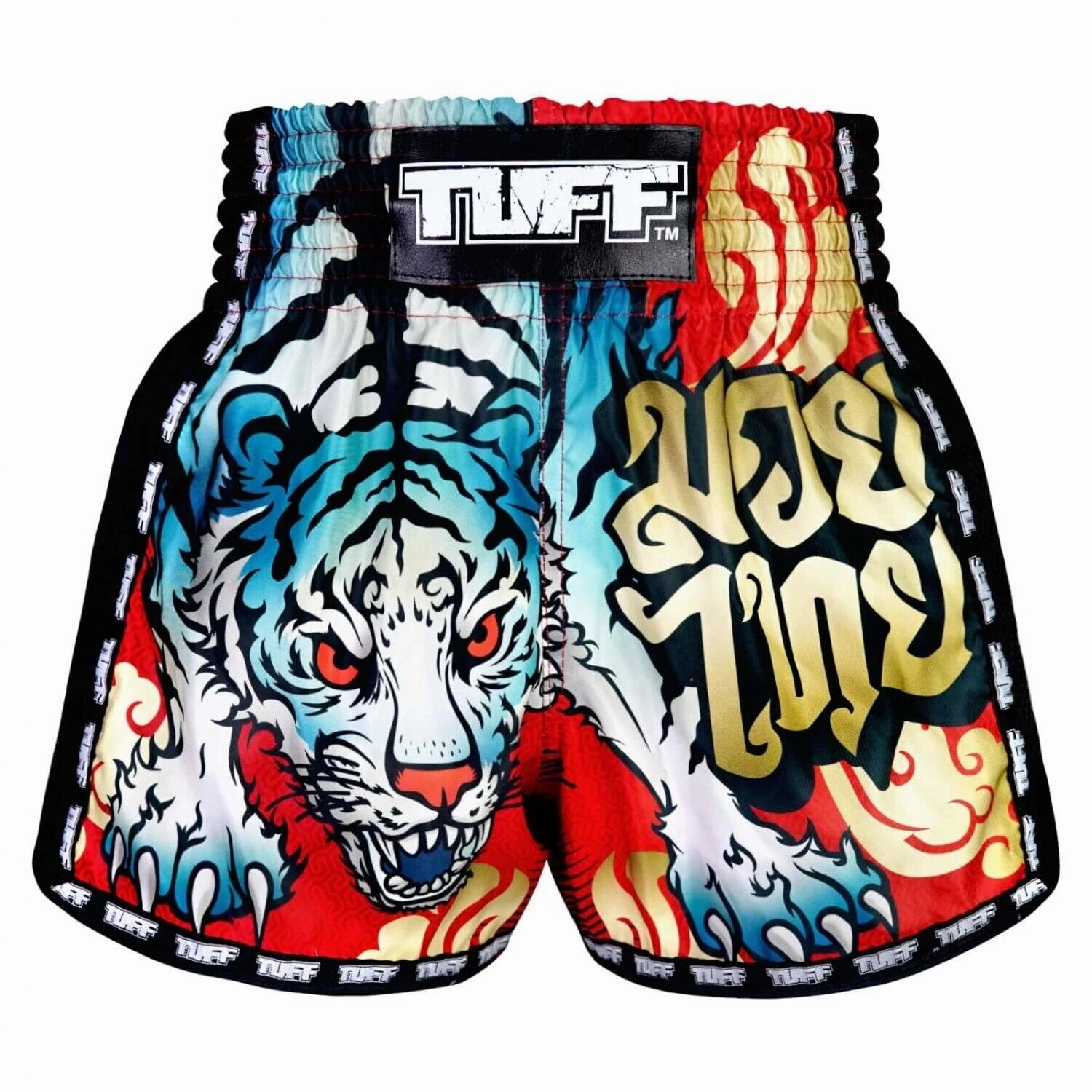 TUFF Muay Thai Shorts Red Furious Tiger MSC126 Mood Piece