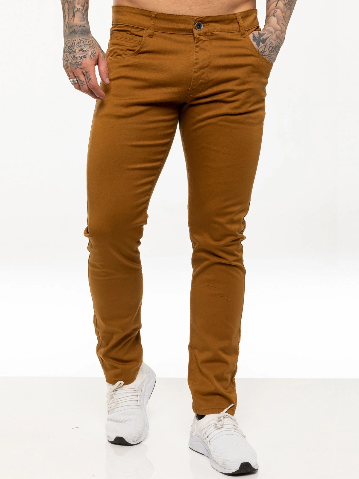 Kruze | Mens Slim Fit Stretch Chinos Anti Fade Technology General Fit