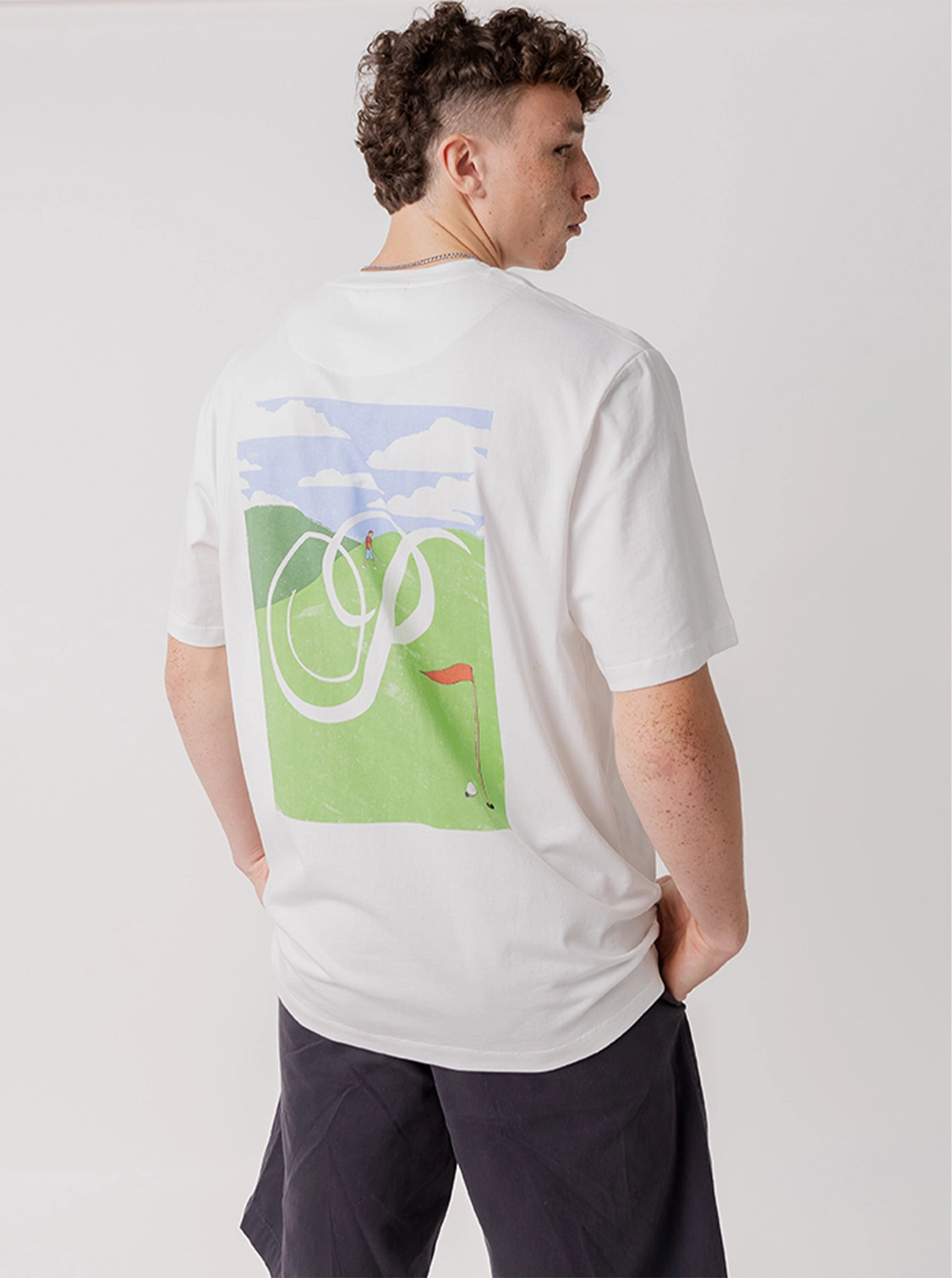 Hole In One Classic Track Tee in Off White Perfect for Outdoors Basic Layering